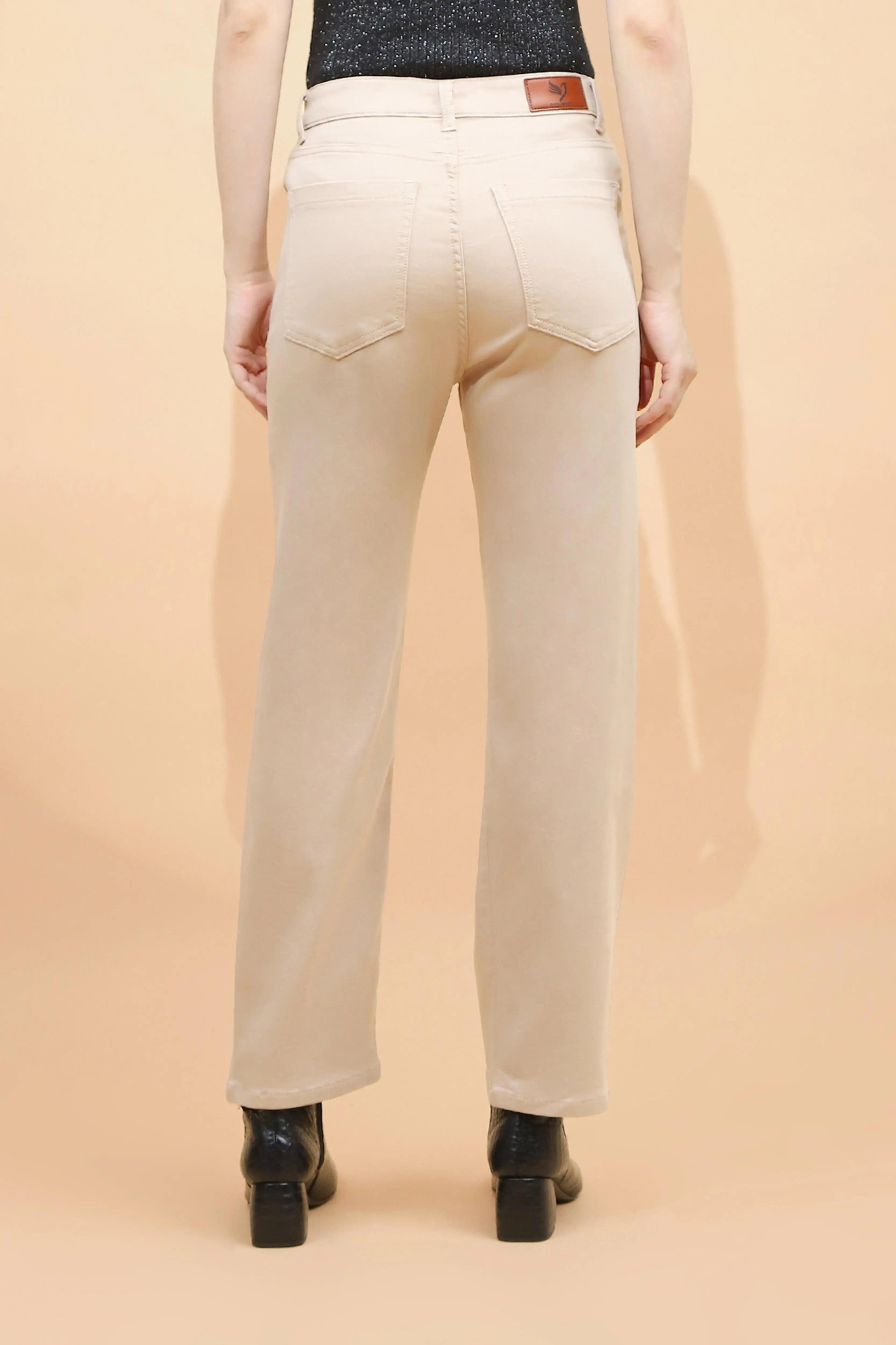 Fawn Cotton Straight Fit Trouser