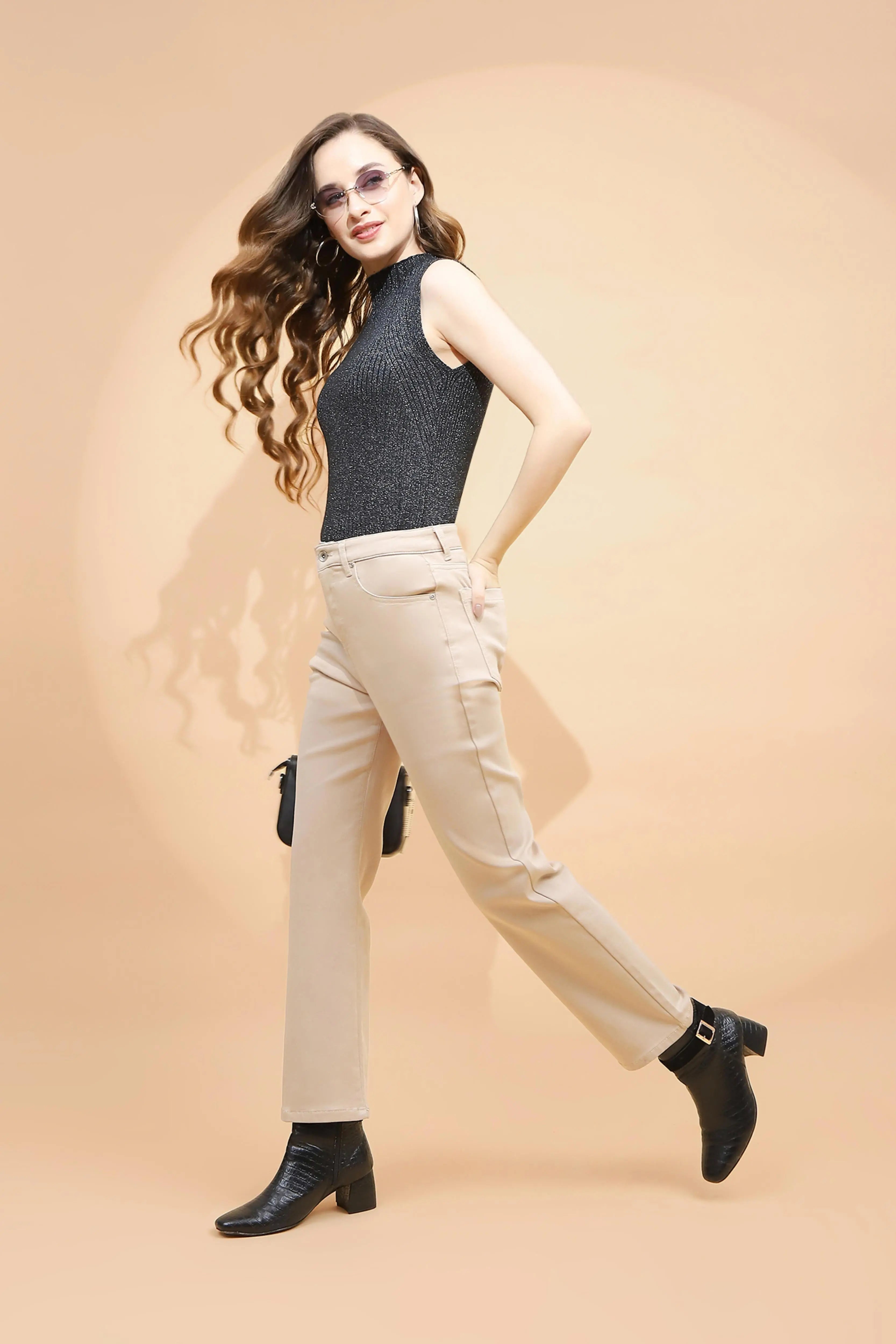 Fawn Cotton Straight Fit Trouser
