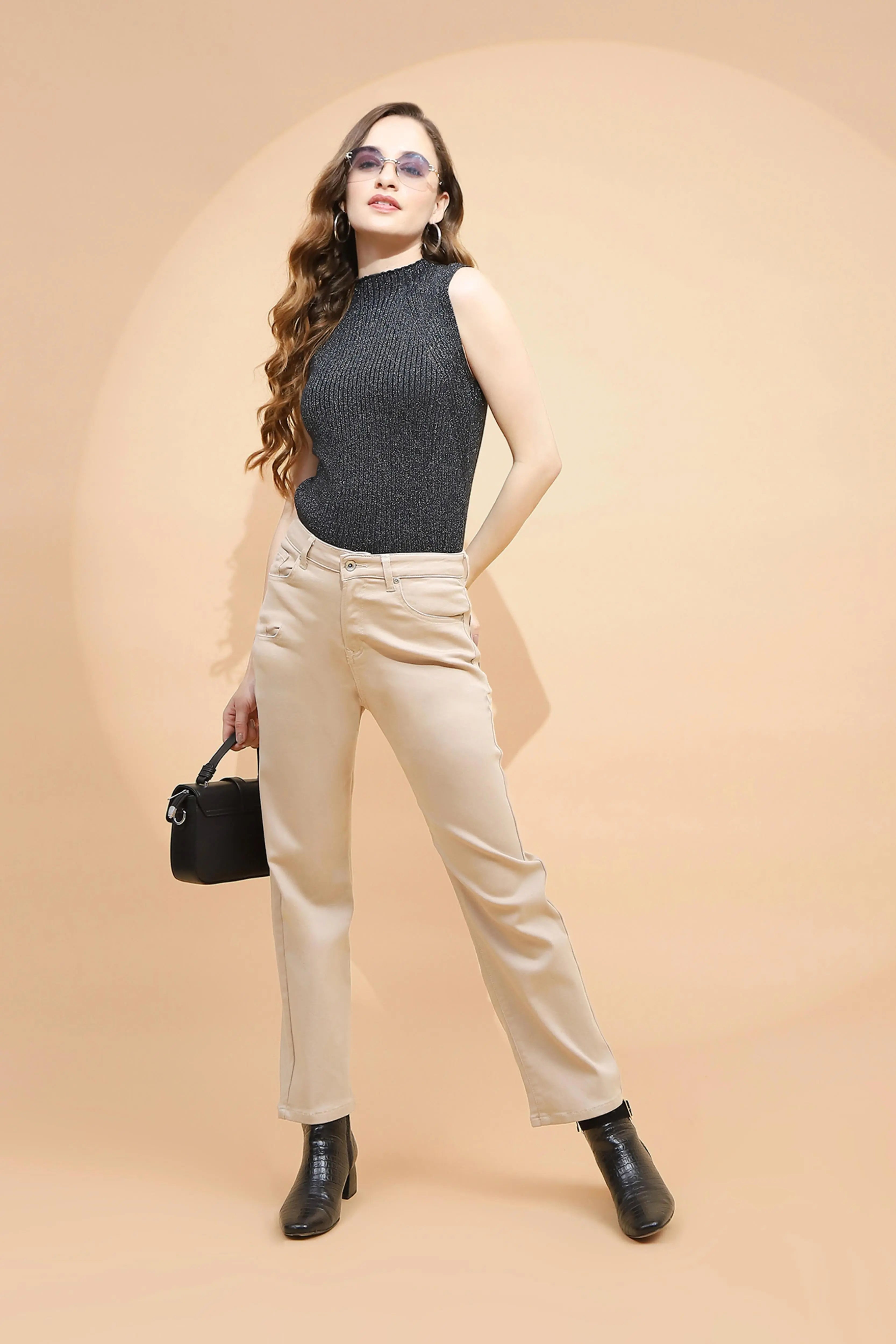 Fawn Cotton Straight Fit Trouser