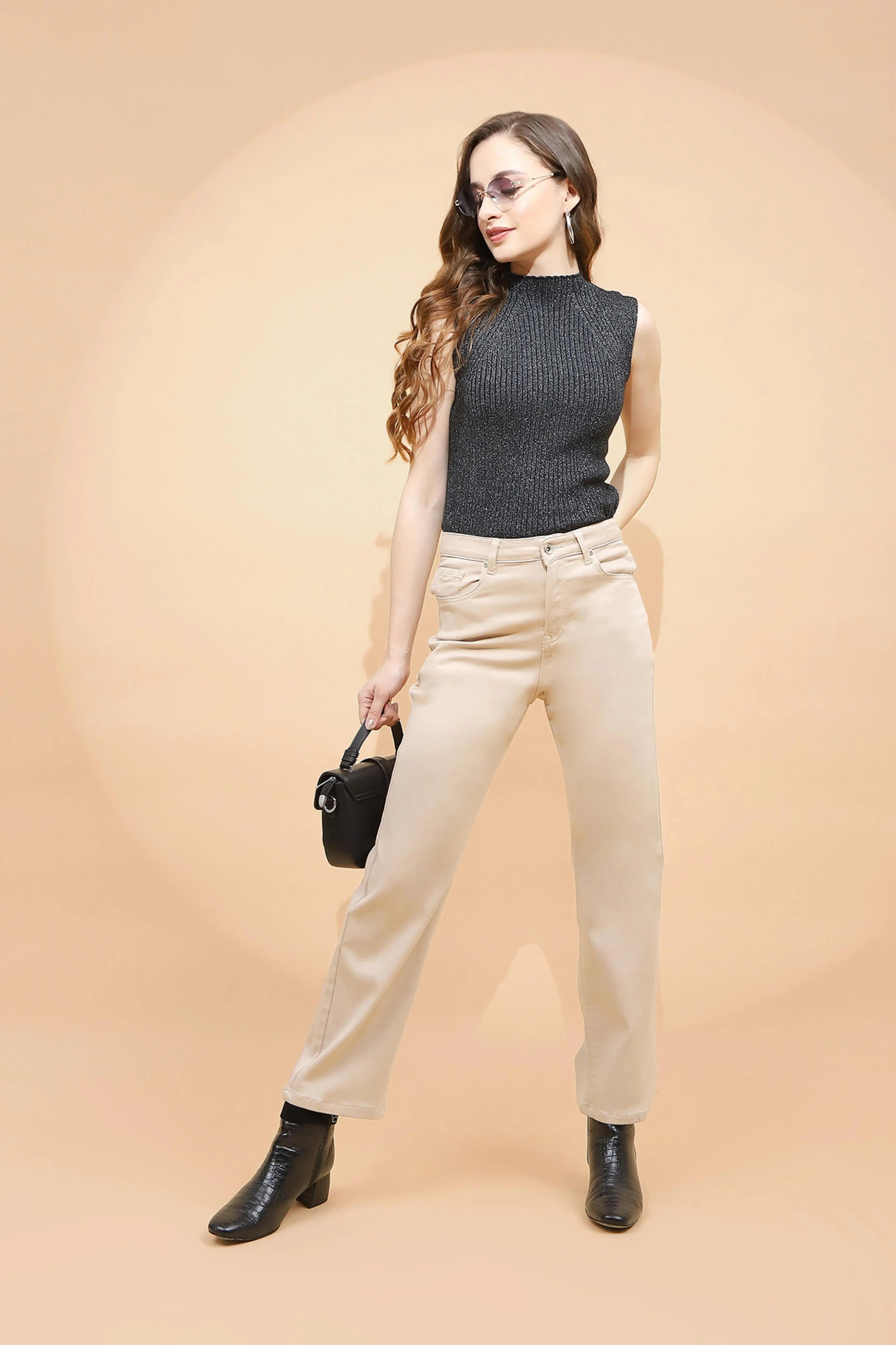 Fawn Cotton Straight Fit Trouser