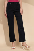Navy Blue Cotton Blend Trouser