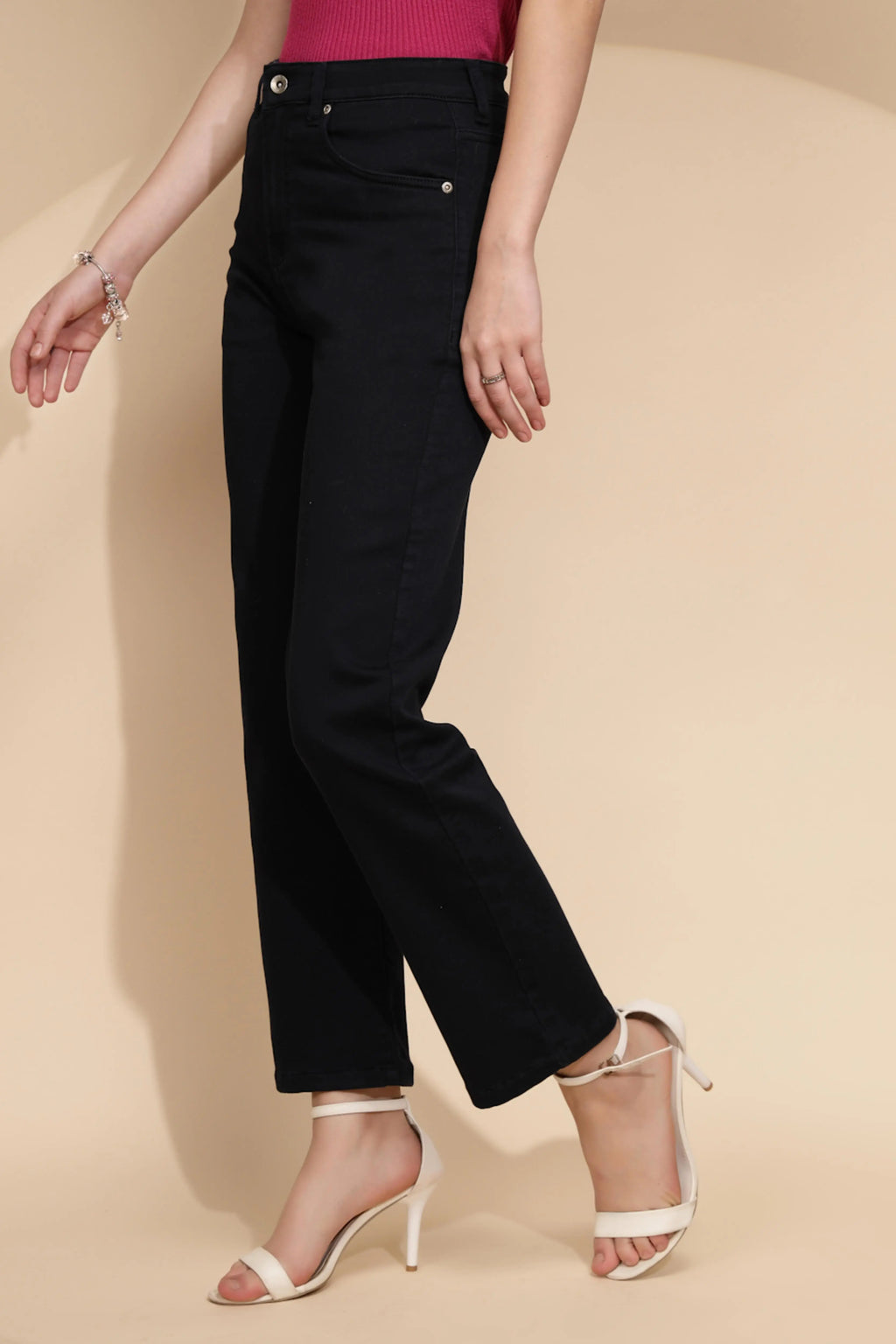 Navy Blue Cotton Blend Trouser