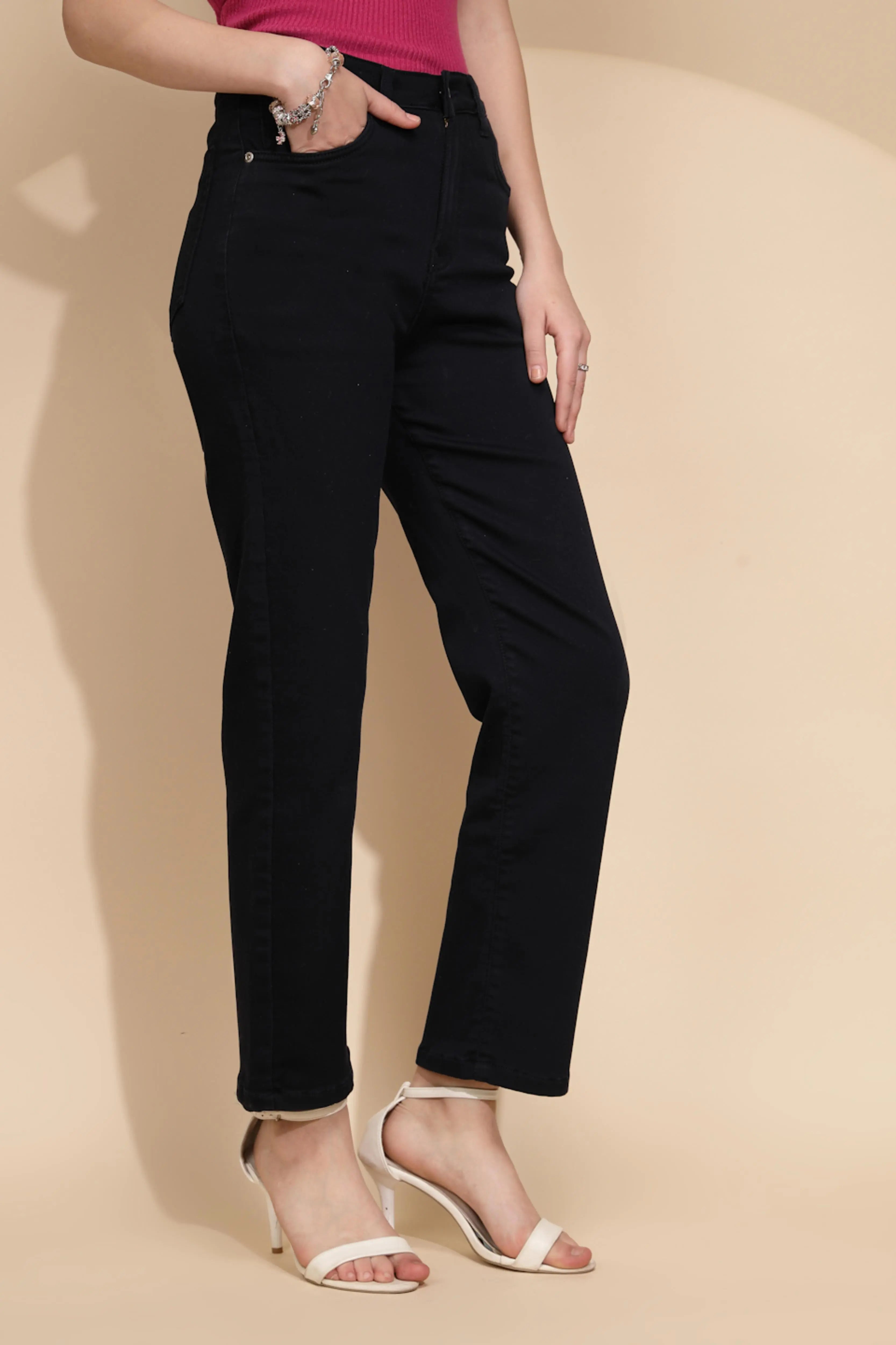 Navy Blue Cotton Blend Trouser