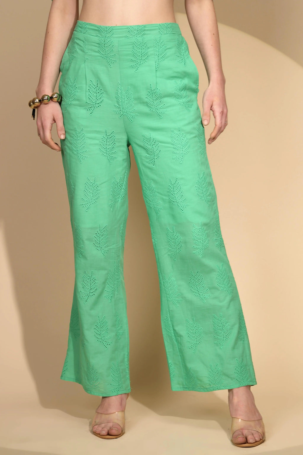 Green Cotton Regular Fit Lower