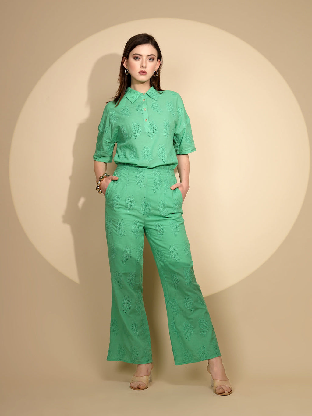 Green Cotton Regular Fit Lower
