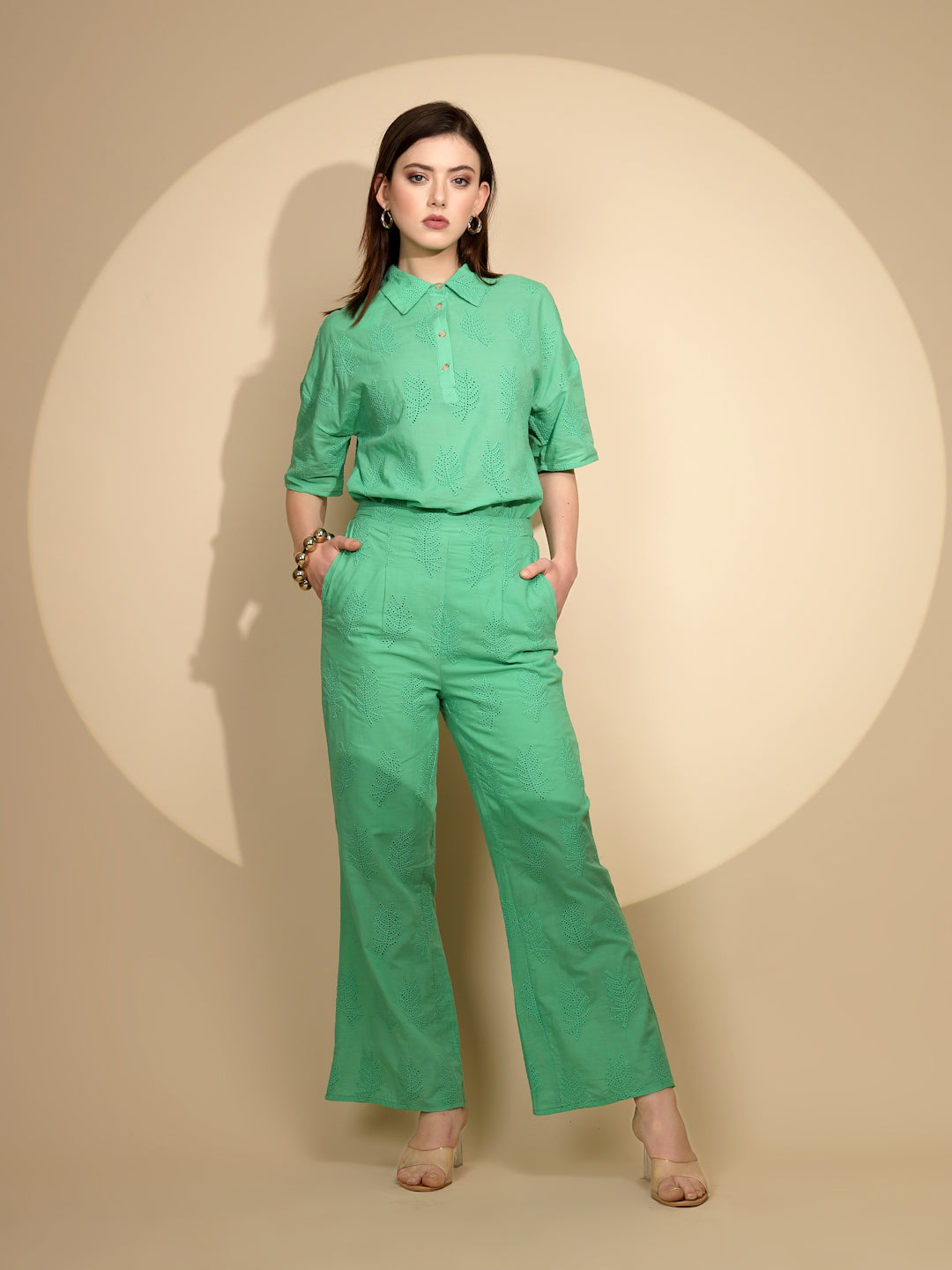 Green Cotton Regular Fit Lower