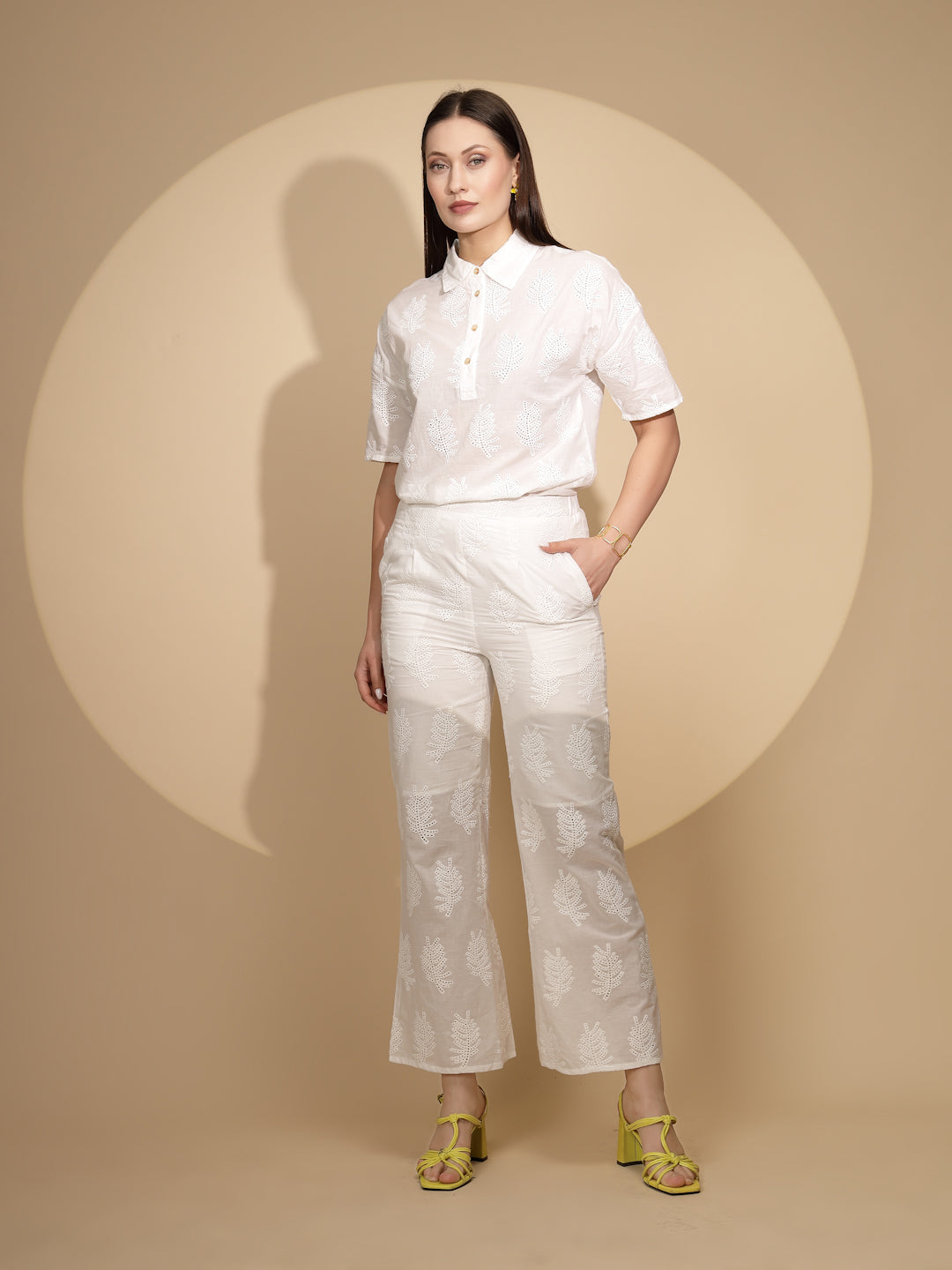 White Cotton Regular Fit Lower
