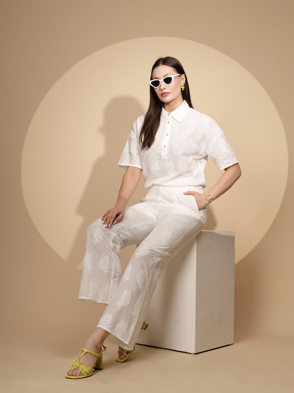 White Cotton Regular Fit Lower
