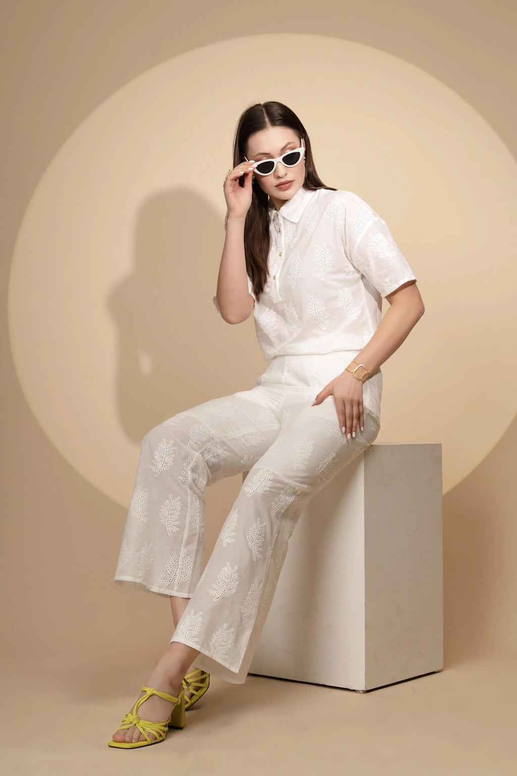White Cotton Regular Fit Lower