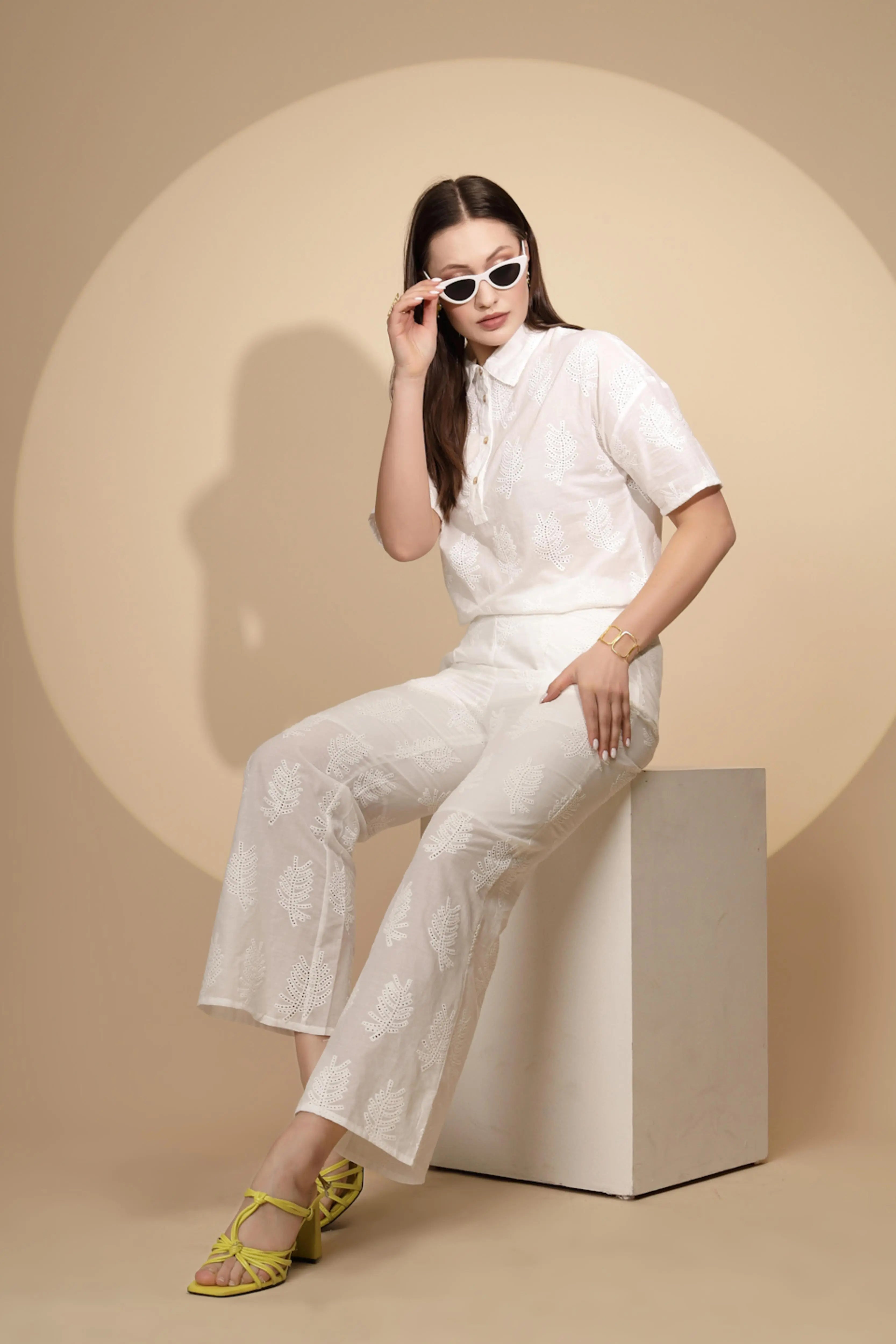 White Cotton Regular Fit Lower