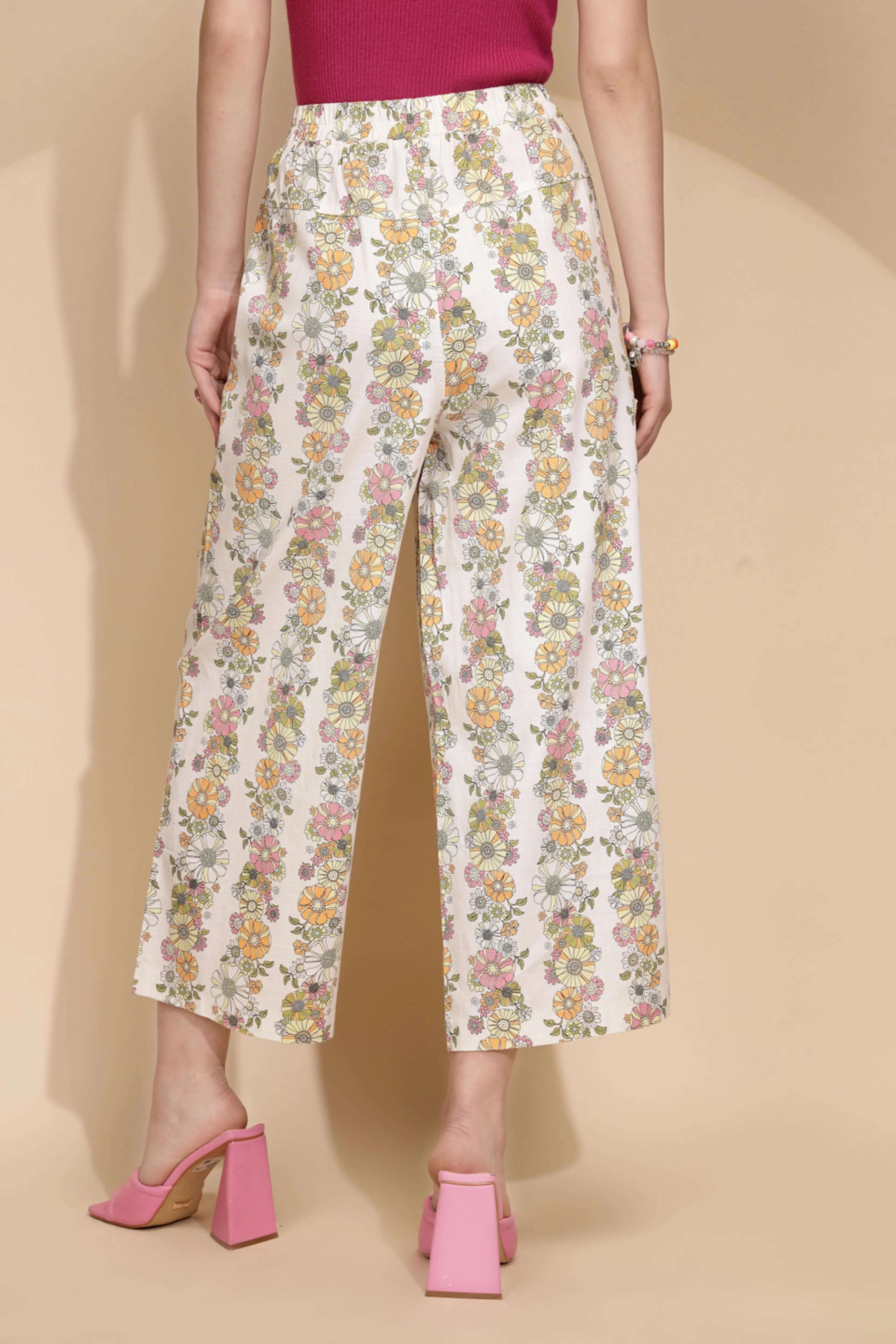 White Cotton Relaxed Fit Lower