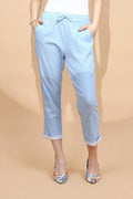 Sky Blue Cotton Regular Fit Lower