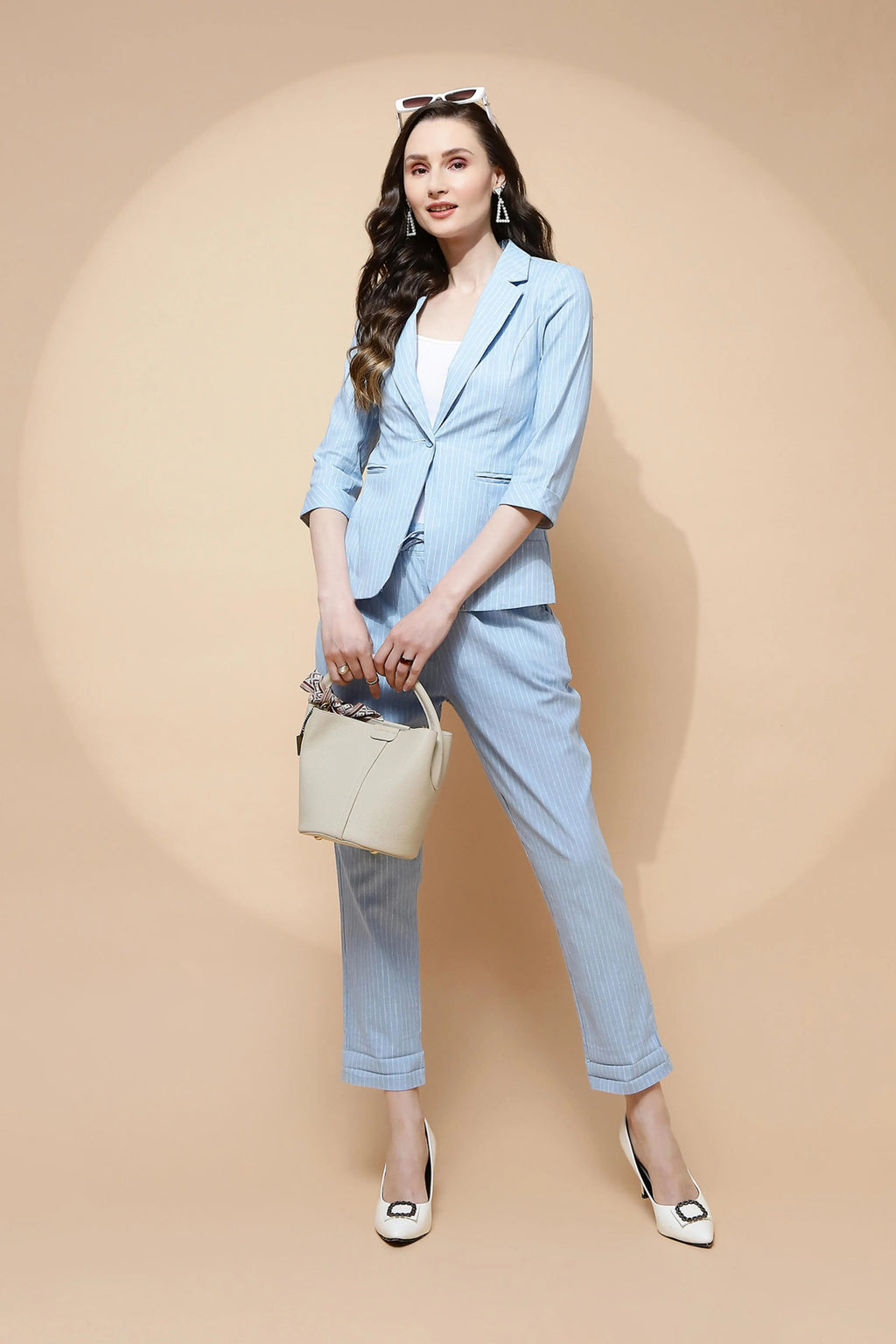 Sky Blue Cotton Regular Fit Lower