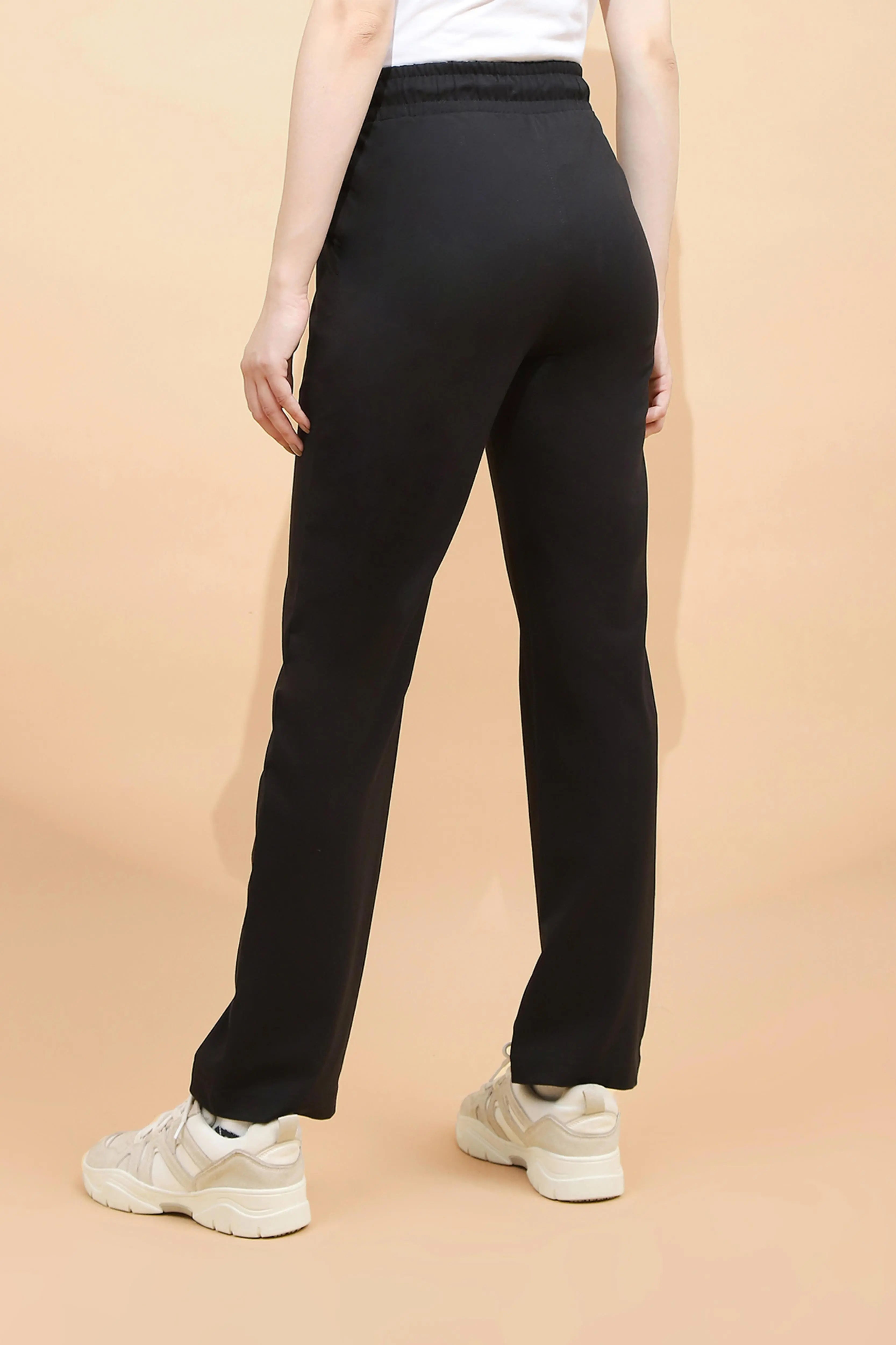 Black Cotton Blend Regular Fit Lower