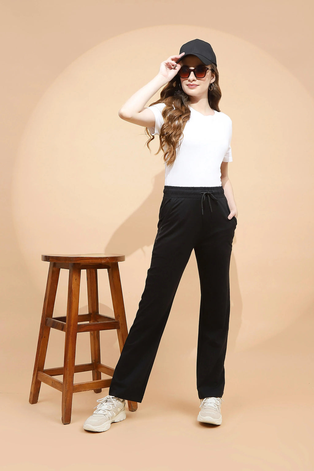Black Cotton Blend Regular Fit Lower