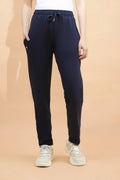 Blue Cotton Blend Regular Fit Lower