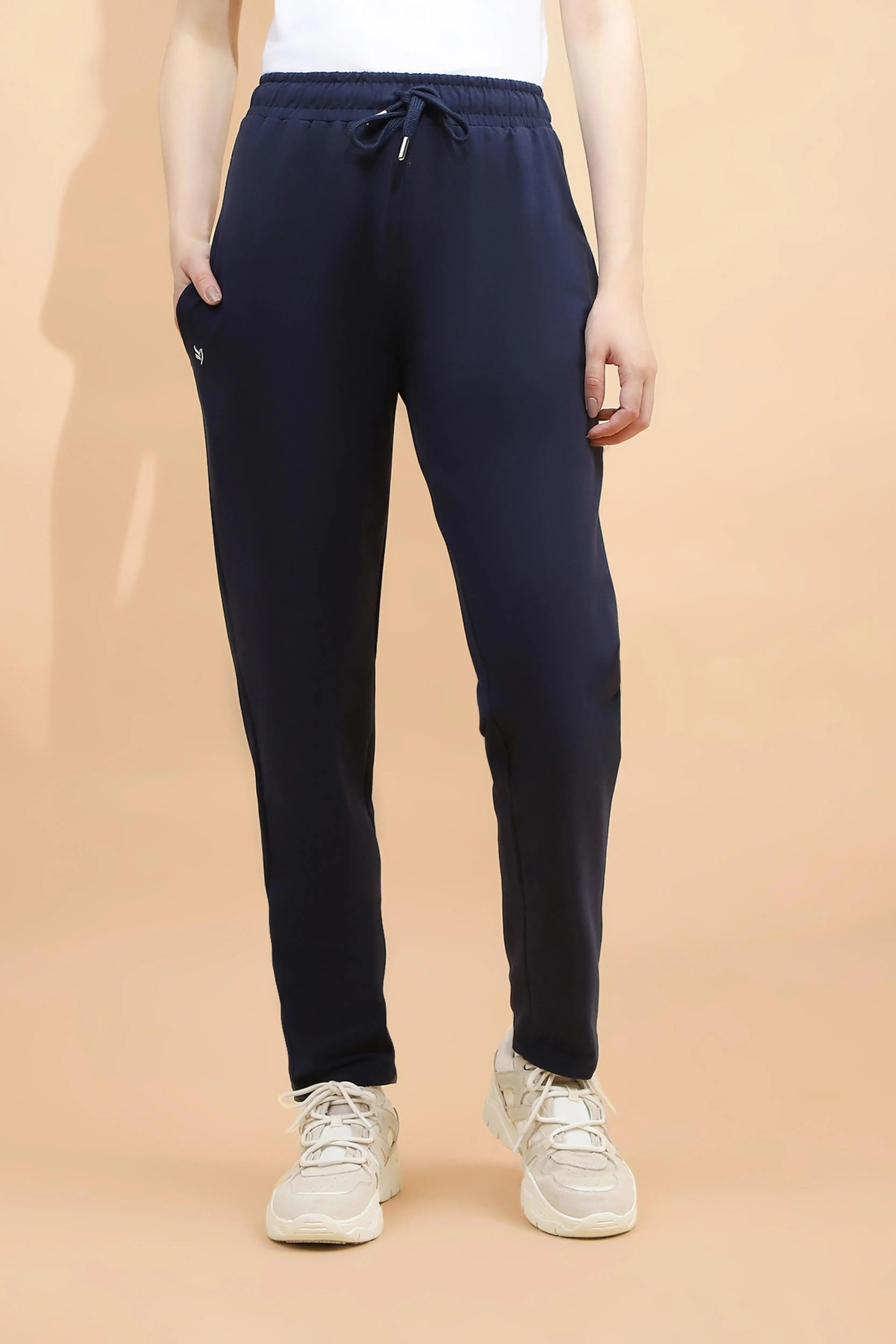 Blue Cotton Blend Regular Fit Lower