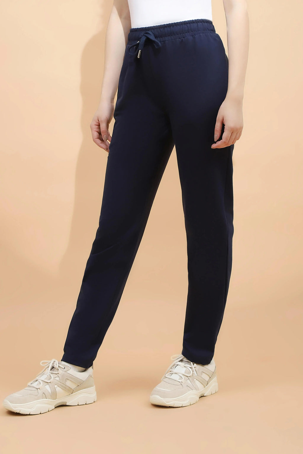 Blue Cotton Blend Regular Fit Lower