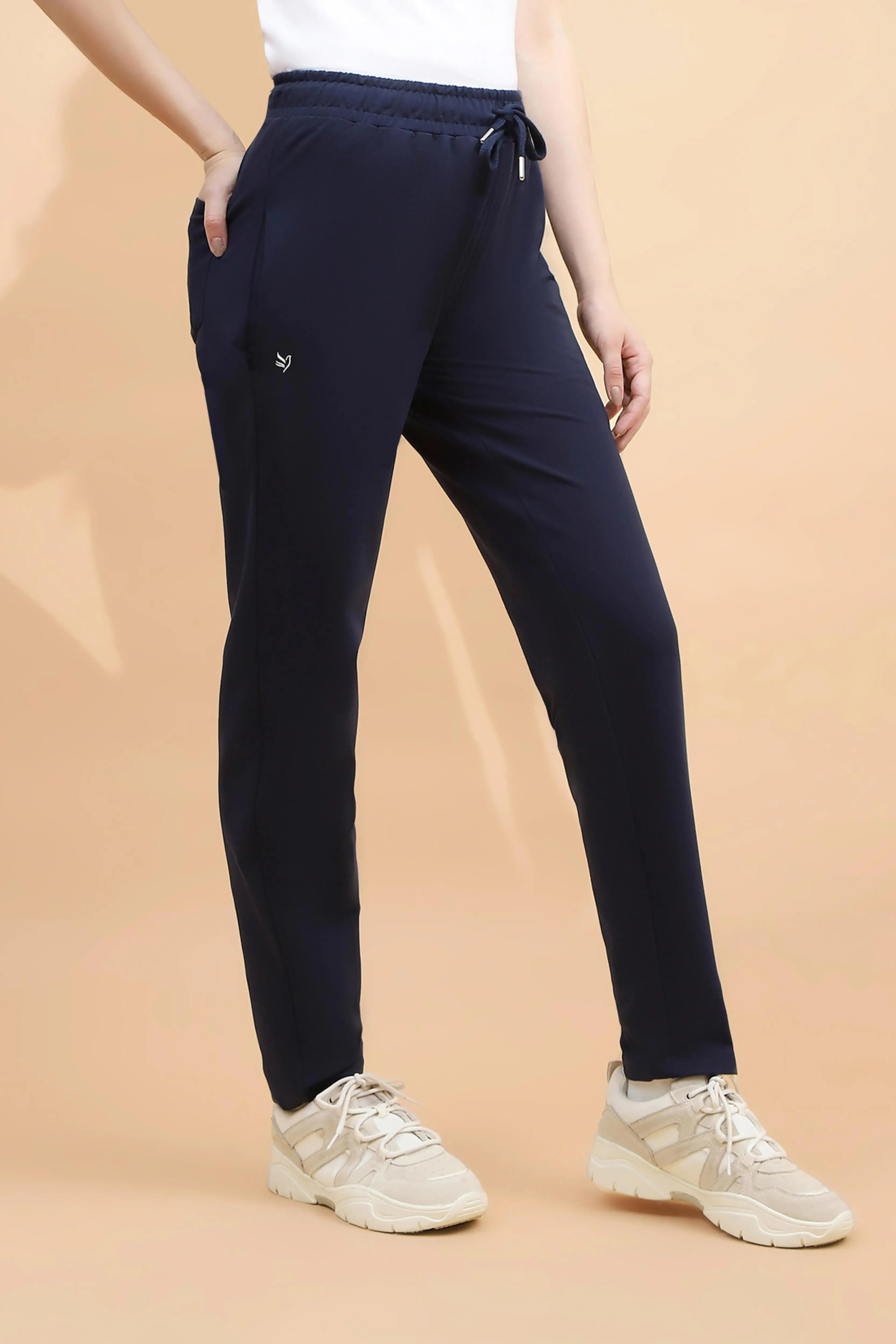 Blue Cotton Blend Regular Fit Lower