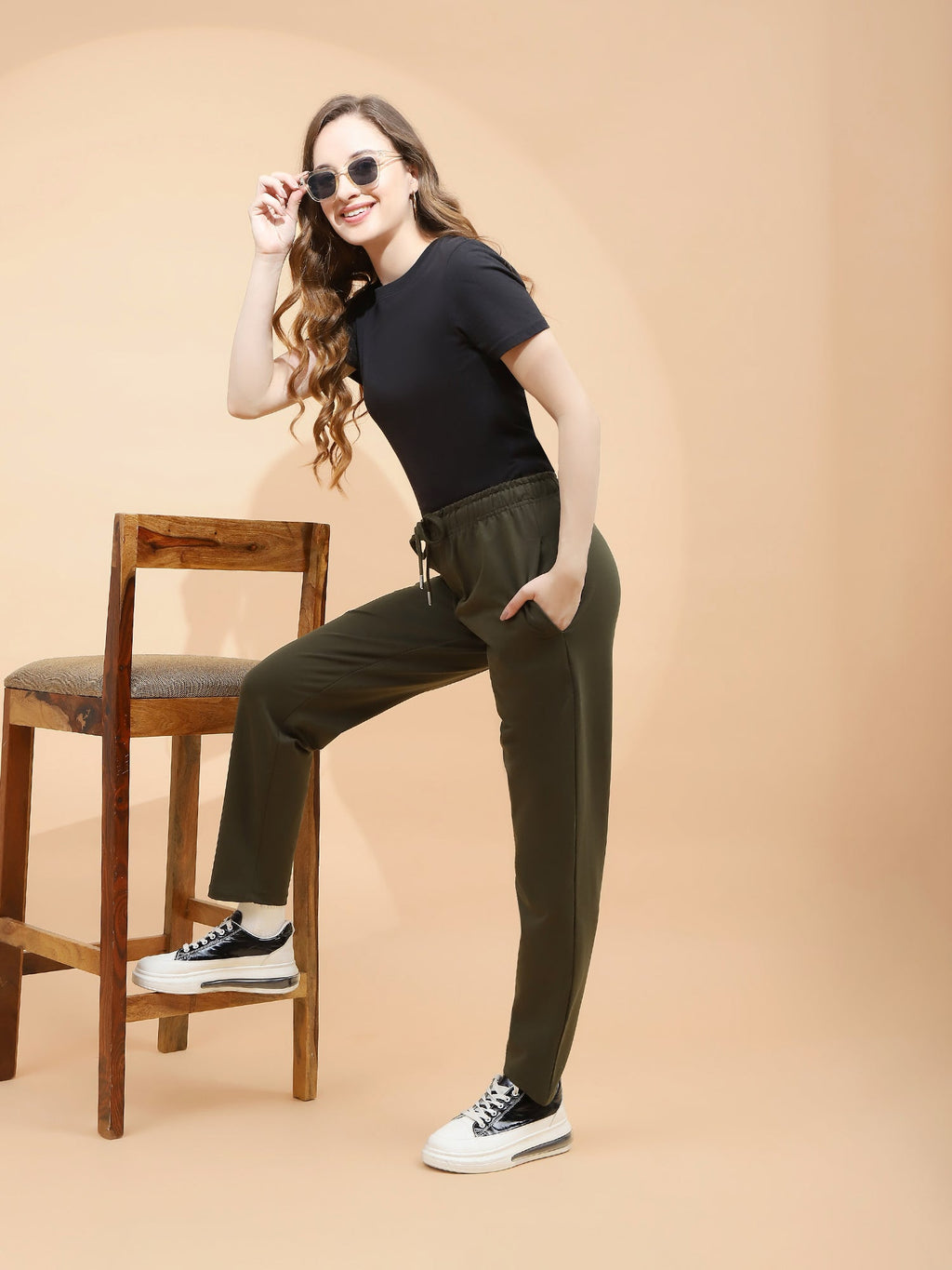 Olive Green Cotton Blend Lower