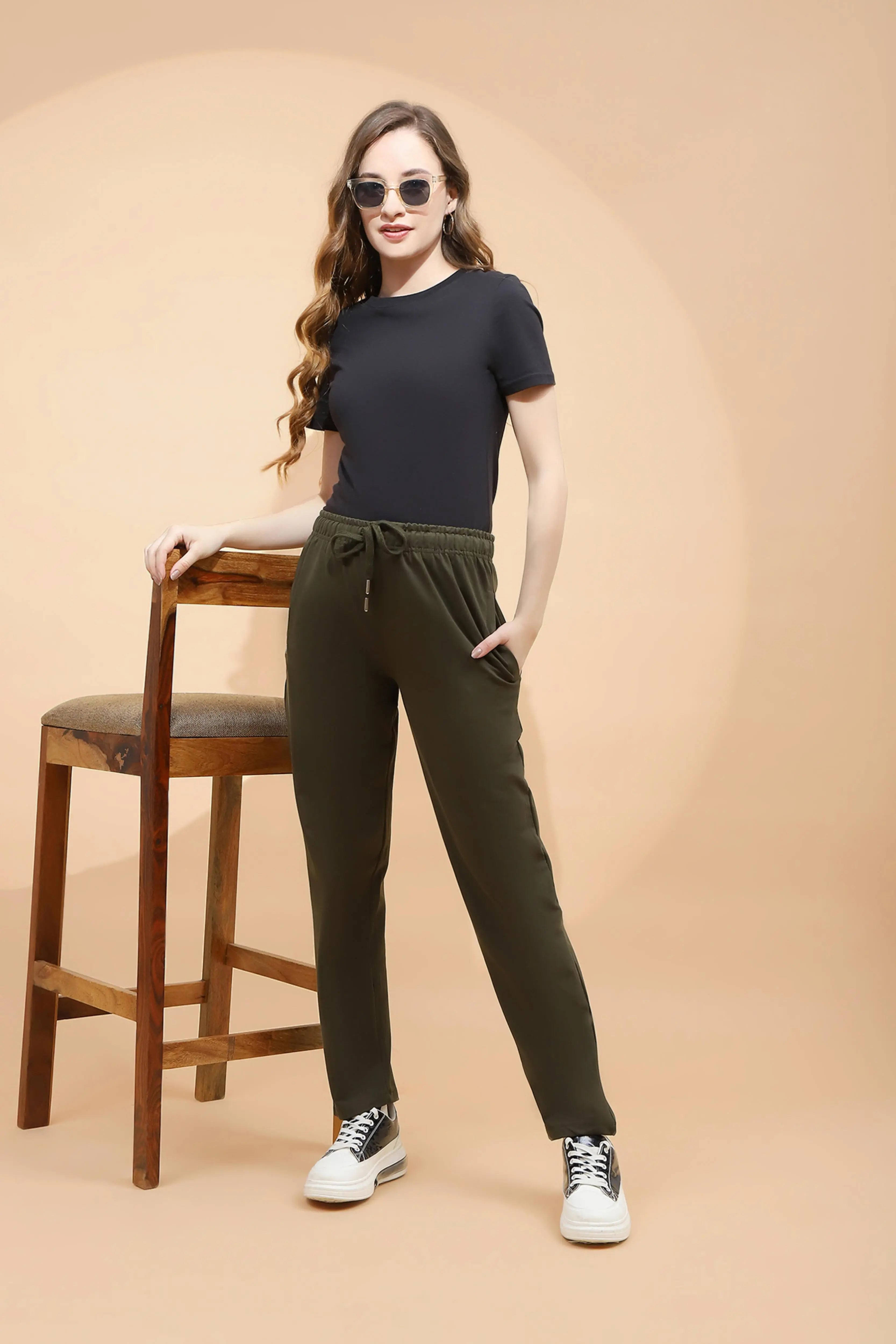 Olive Green Cotton Blend Lower