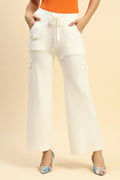 Ecru Viscose Cargo Loose Winter Lower