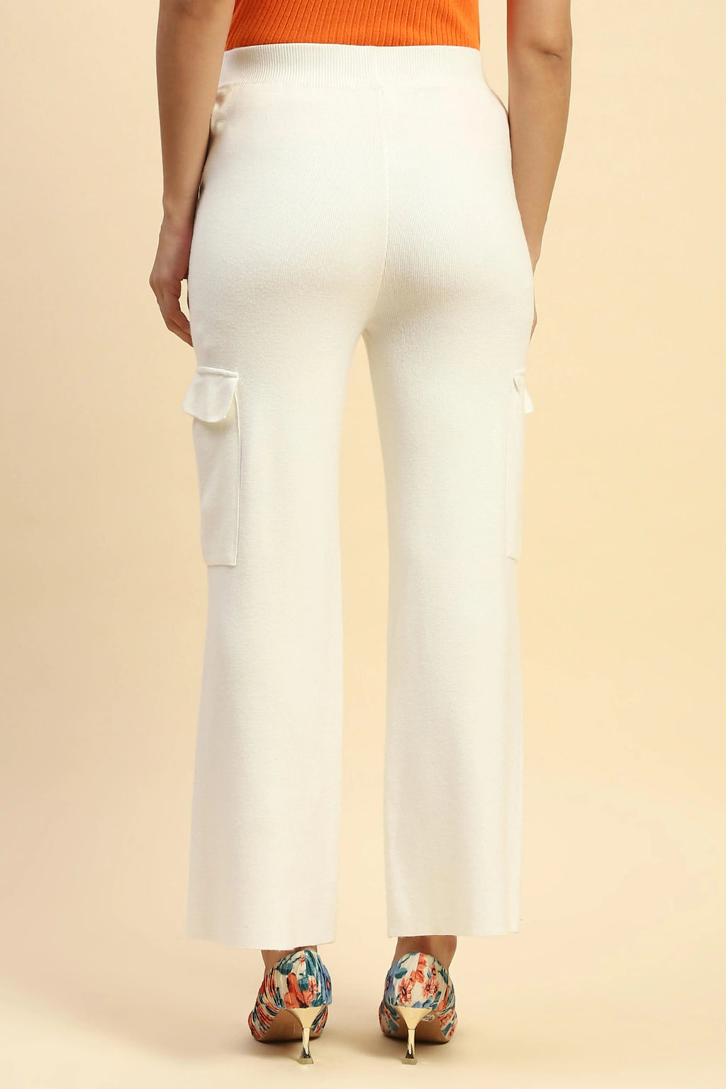 Ecru Viscose Cargo Loose Winter Lower