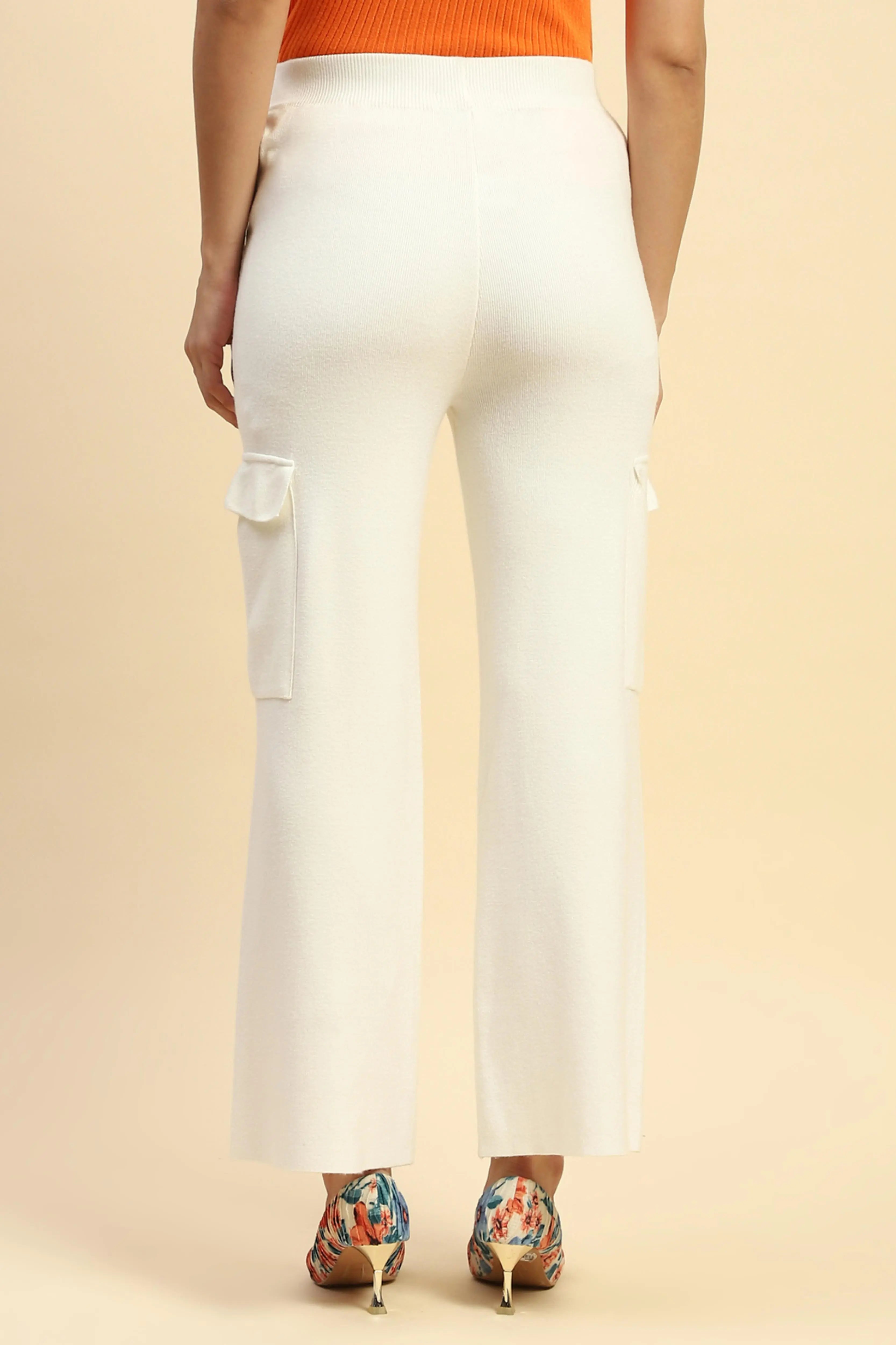 Ecru Viscose Cargo Loose Winter Lower