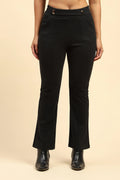 Black Solid Viscose Winter Trouser