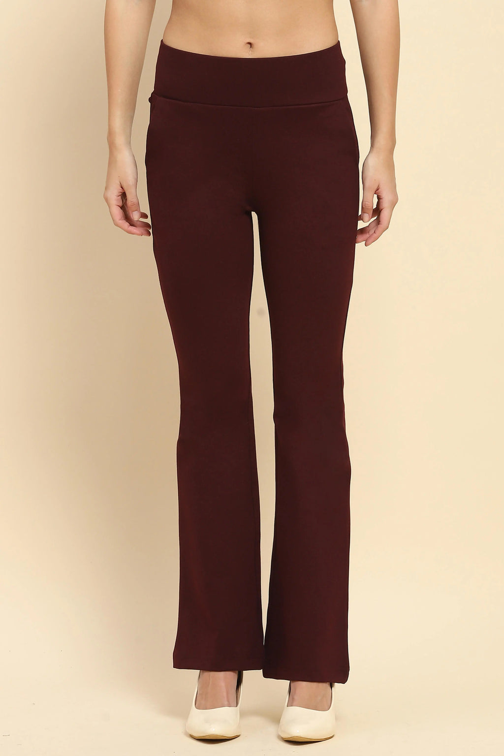 Burgundy Stretchable Bootcut Trouser