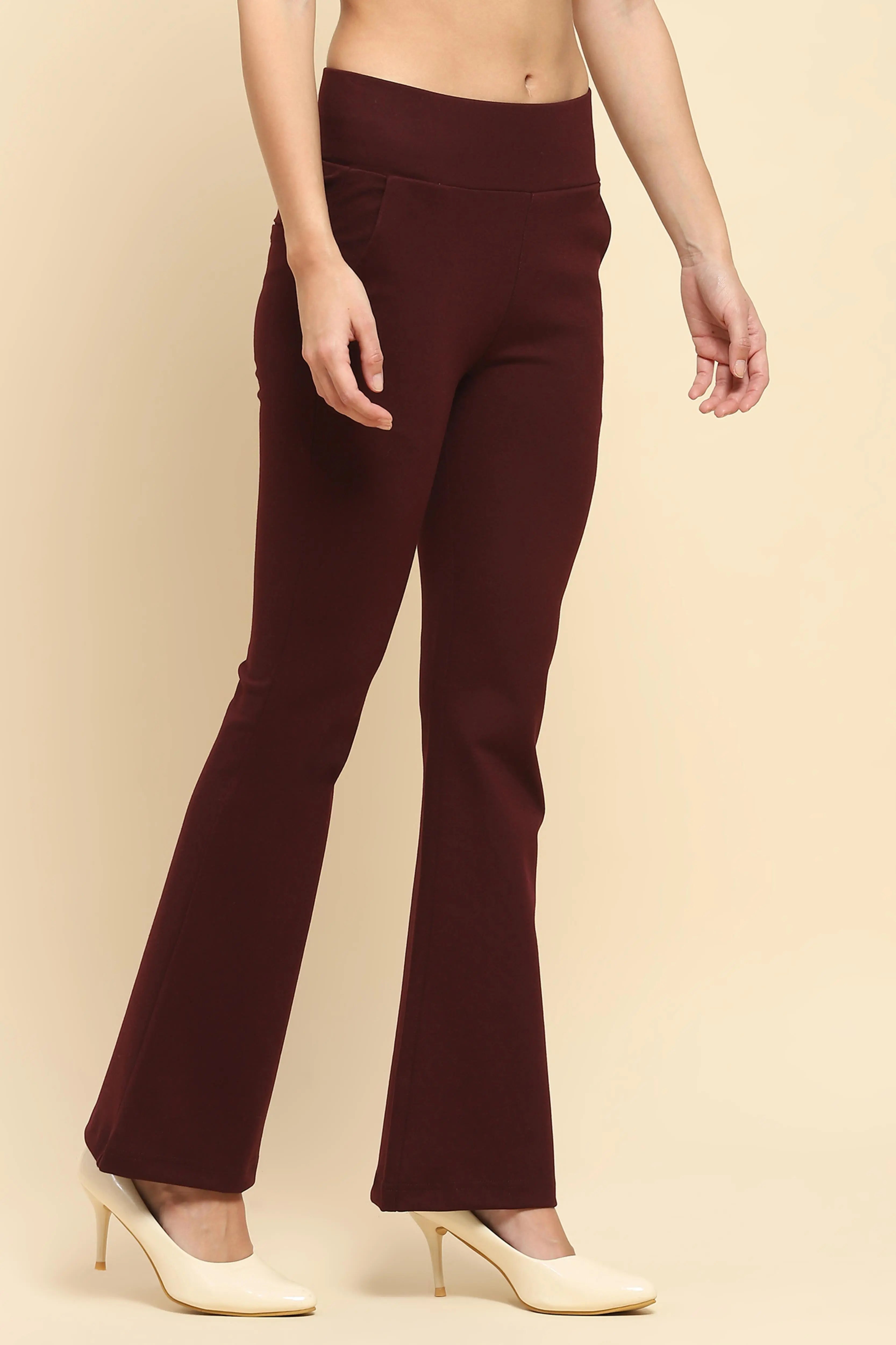Burgundy Stretchable Bootcut Trouser