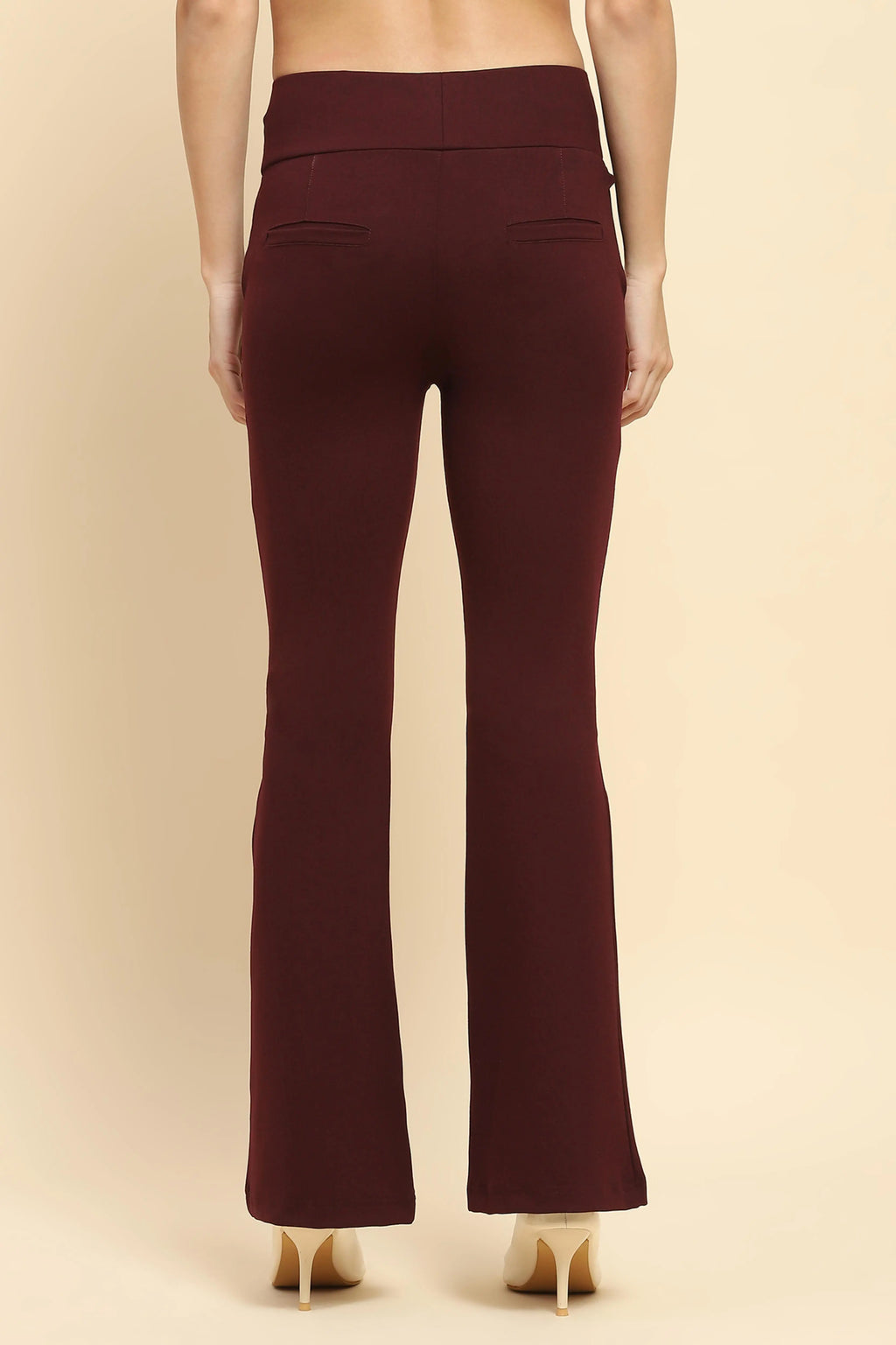 Burgundy Stretchable Bootcut Trouser