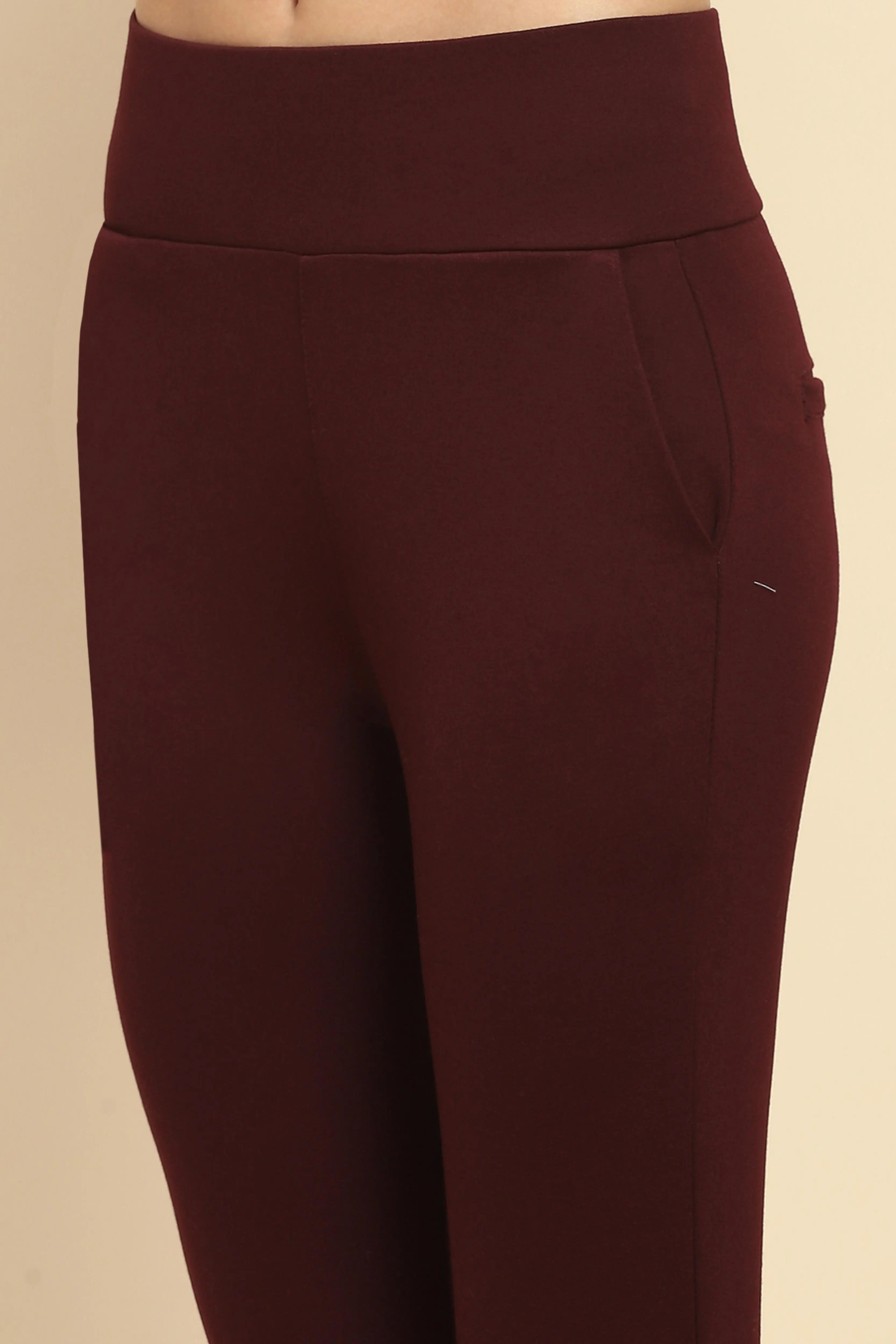 Burgundy Stretchable Bootcut Trouser