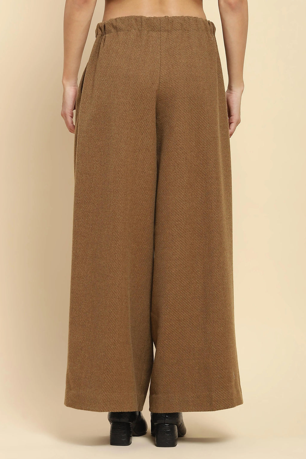Brown Viscose Wide Leg Winter Trouser