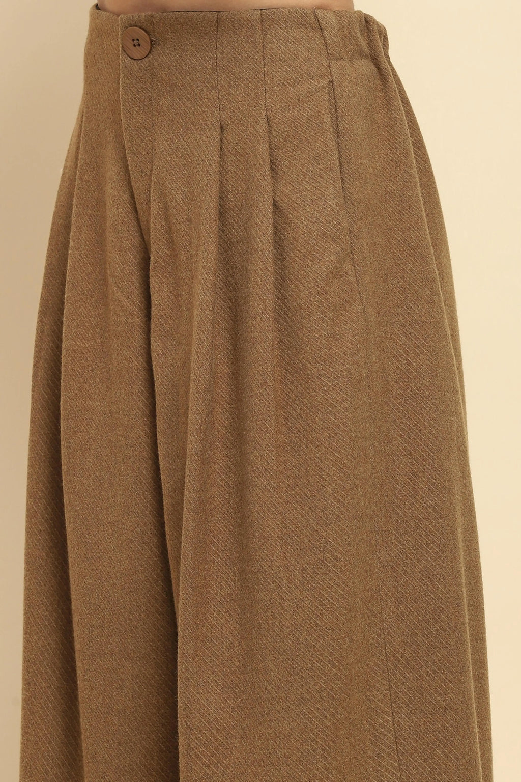 Brown Viscose Wide Leg Winter Trouser