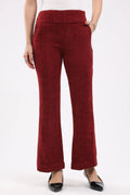 Maroon Wool Blend Bootcut Trousers