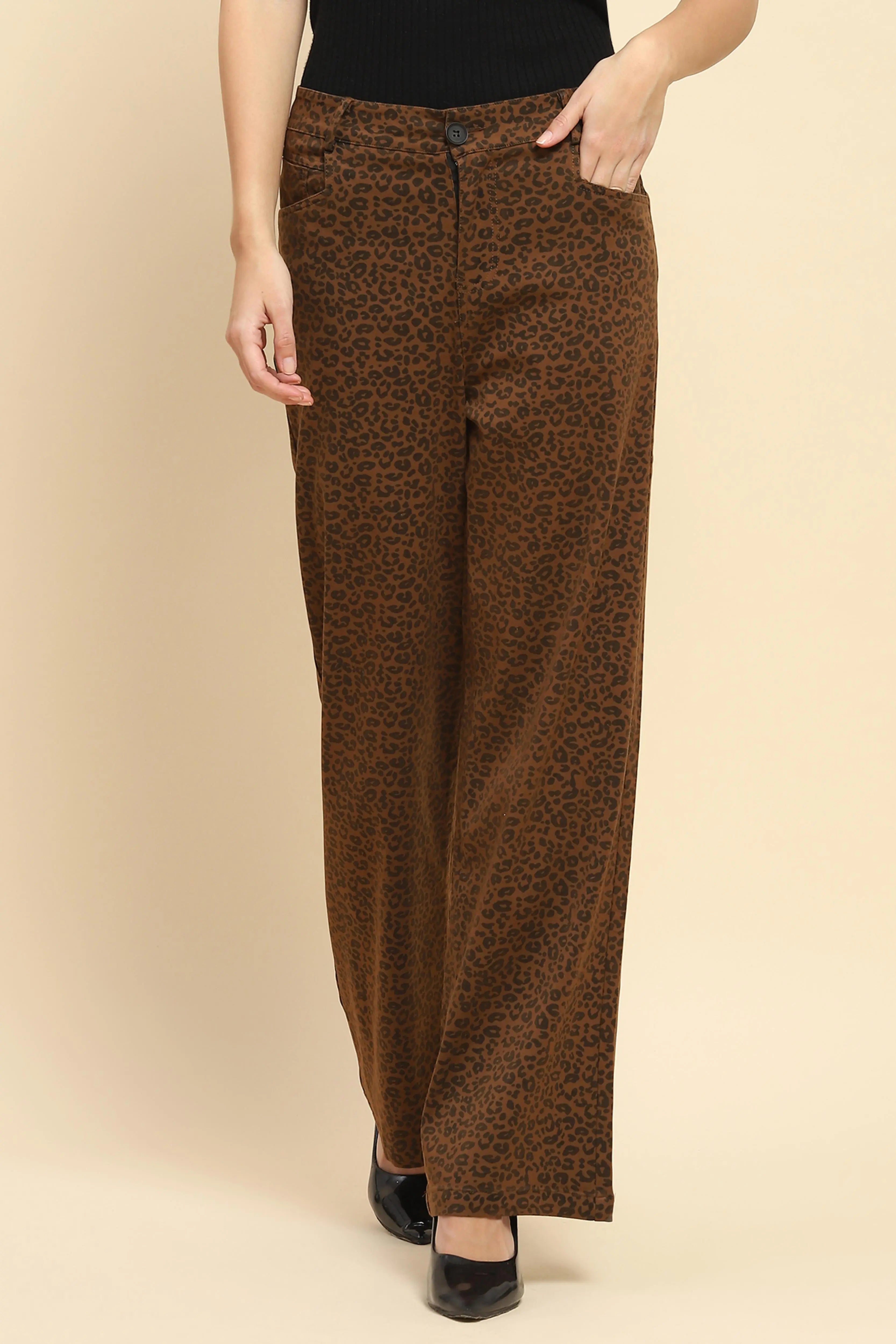 Animal Print Loose Fit Trouser