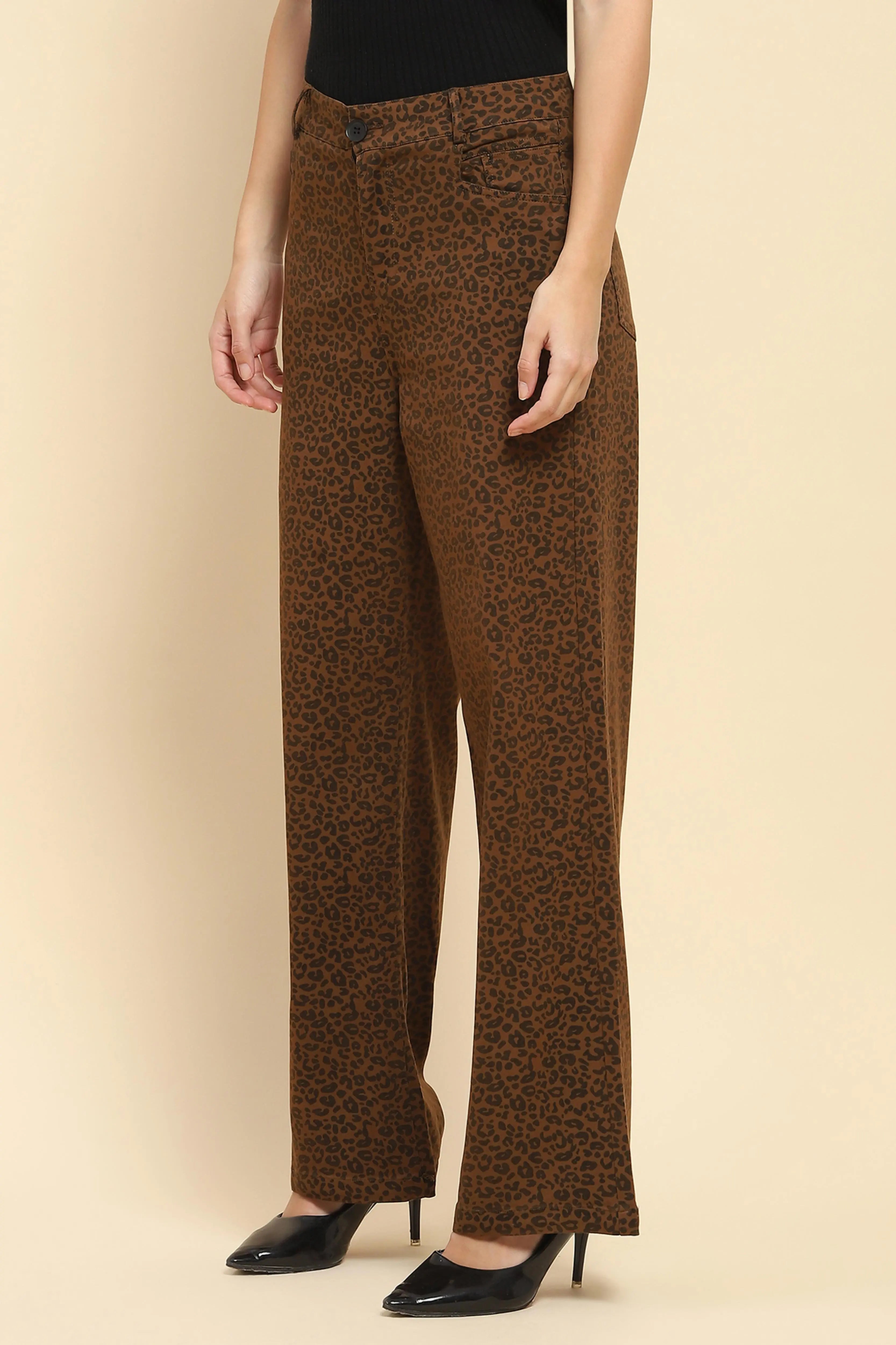 Animal Print Loose Fit Trouser