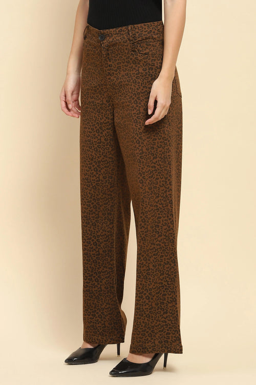 Animal Print Loose Fit Trouser
