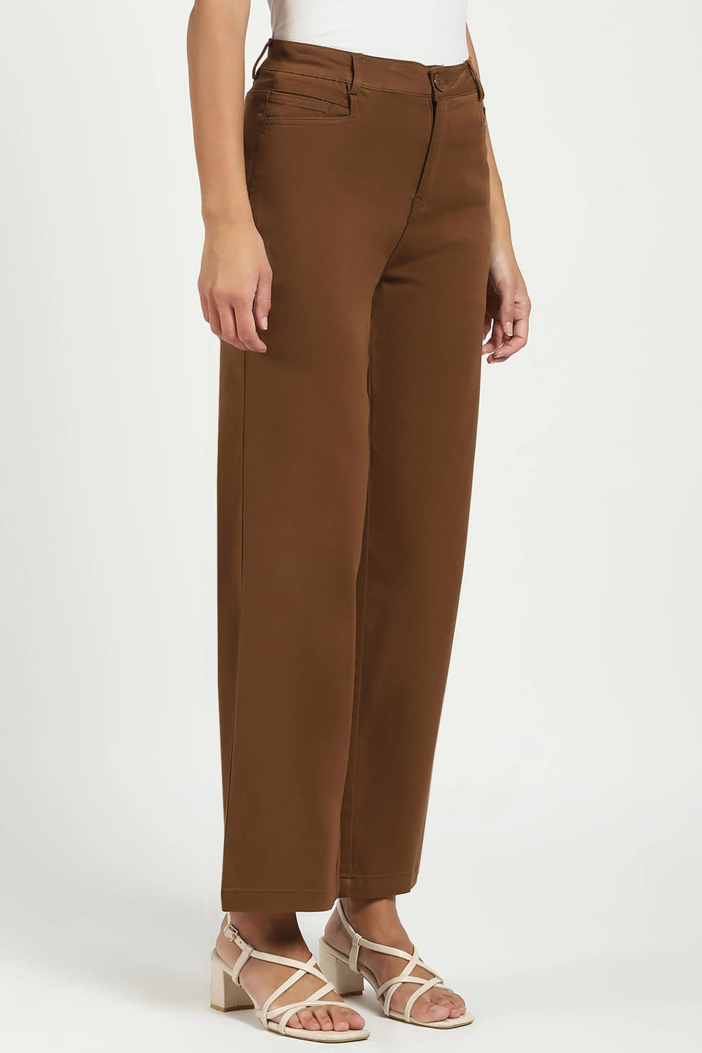Brown Stretchable Loose Fit Trousers