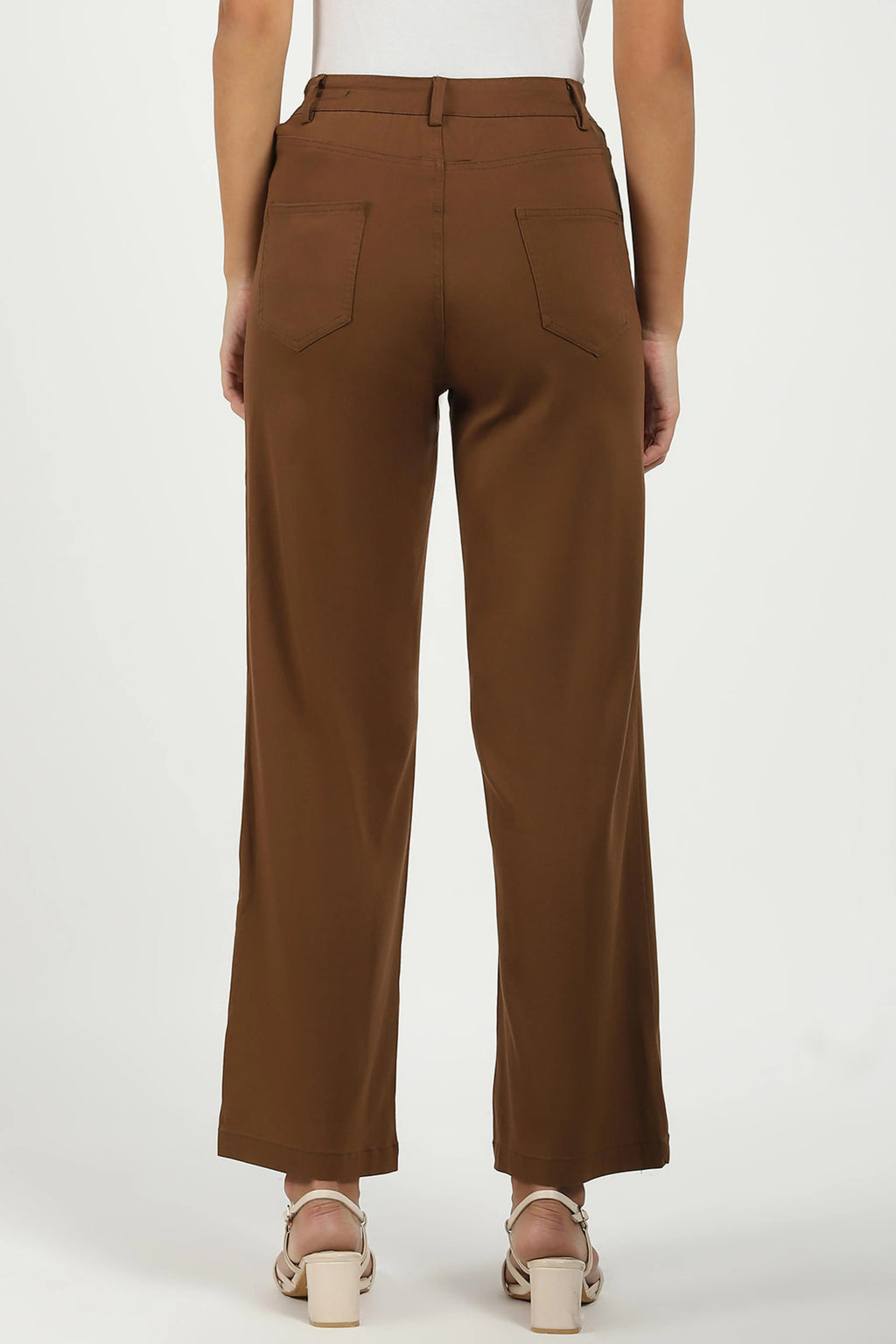Brown Stretchable Loose Fit Trousers