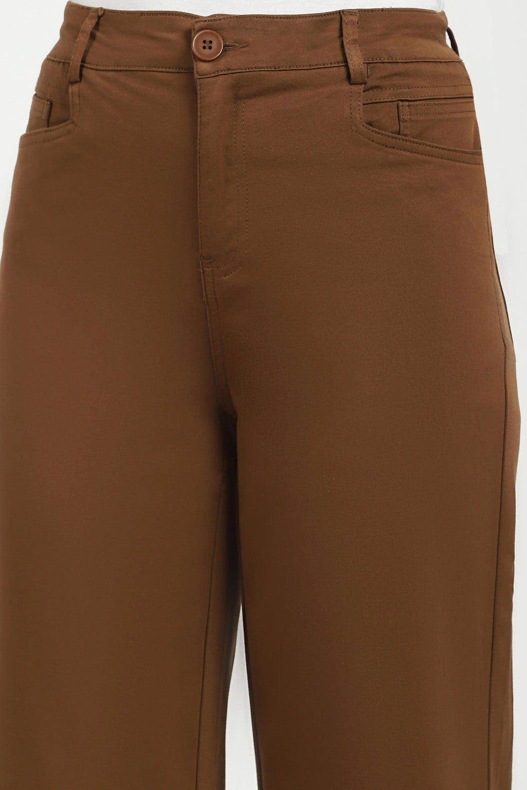 Brown Stretchable Loose Fit Trousers