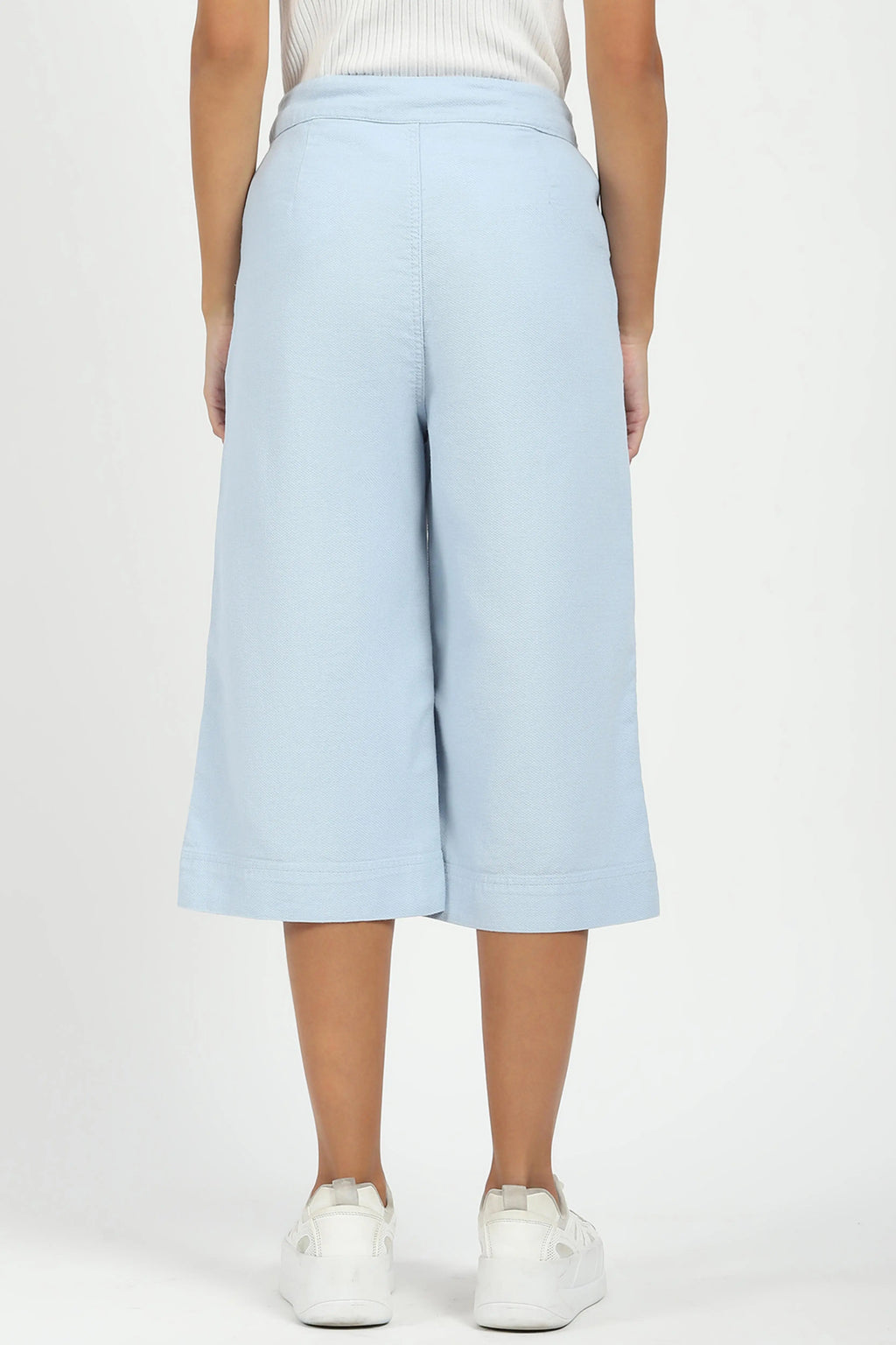 Blue Cotton Relaxed Fit Culottes