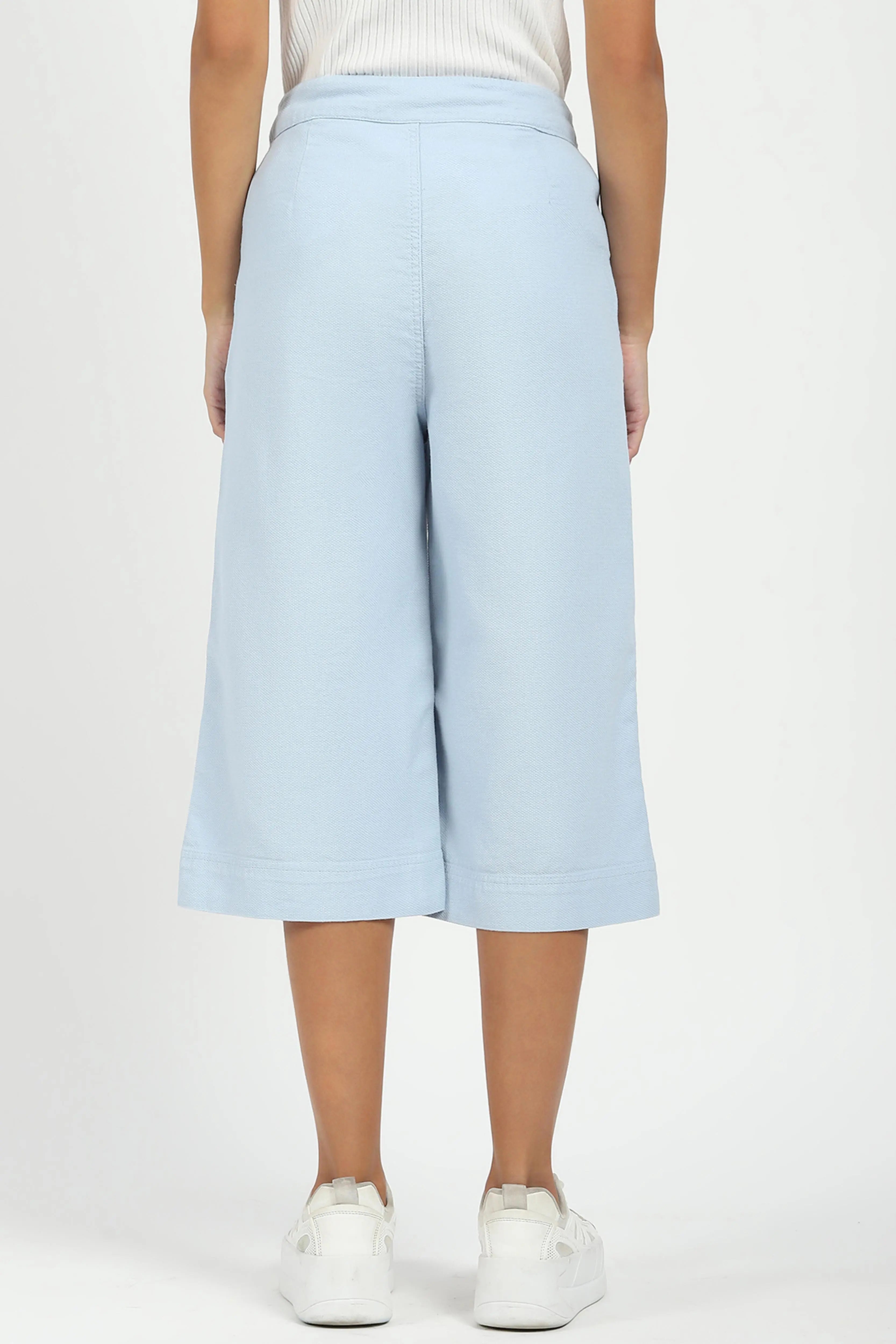 Blue Cotton Relaxed Fit Culottes
