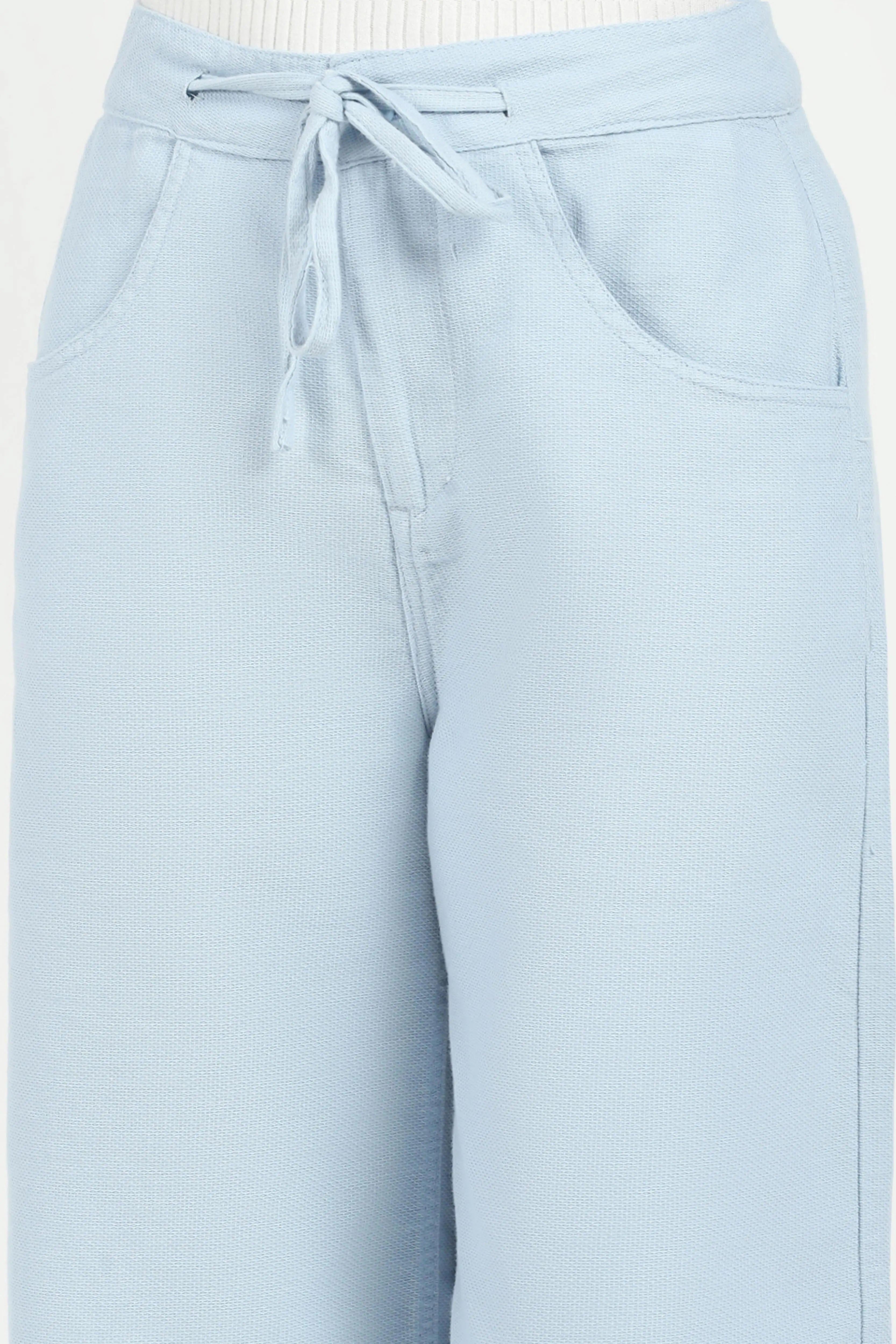 Blue Cotton Relaxed Fit Culottes