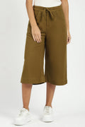 Olive Cotton Relaxed Fit Culottes