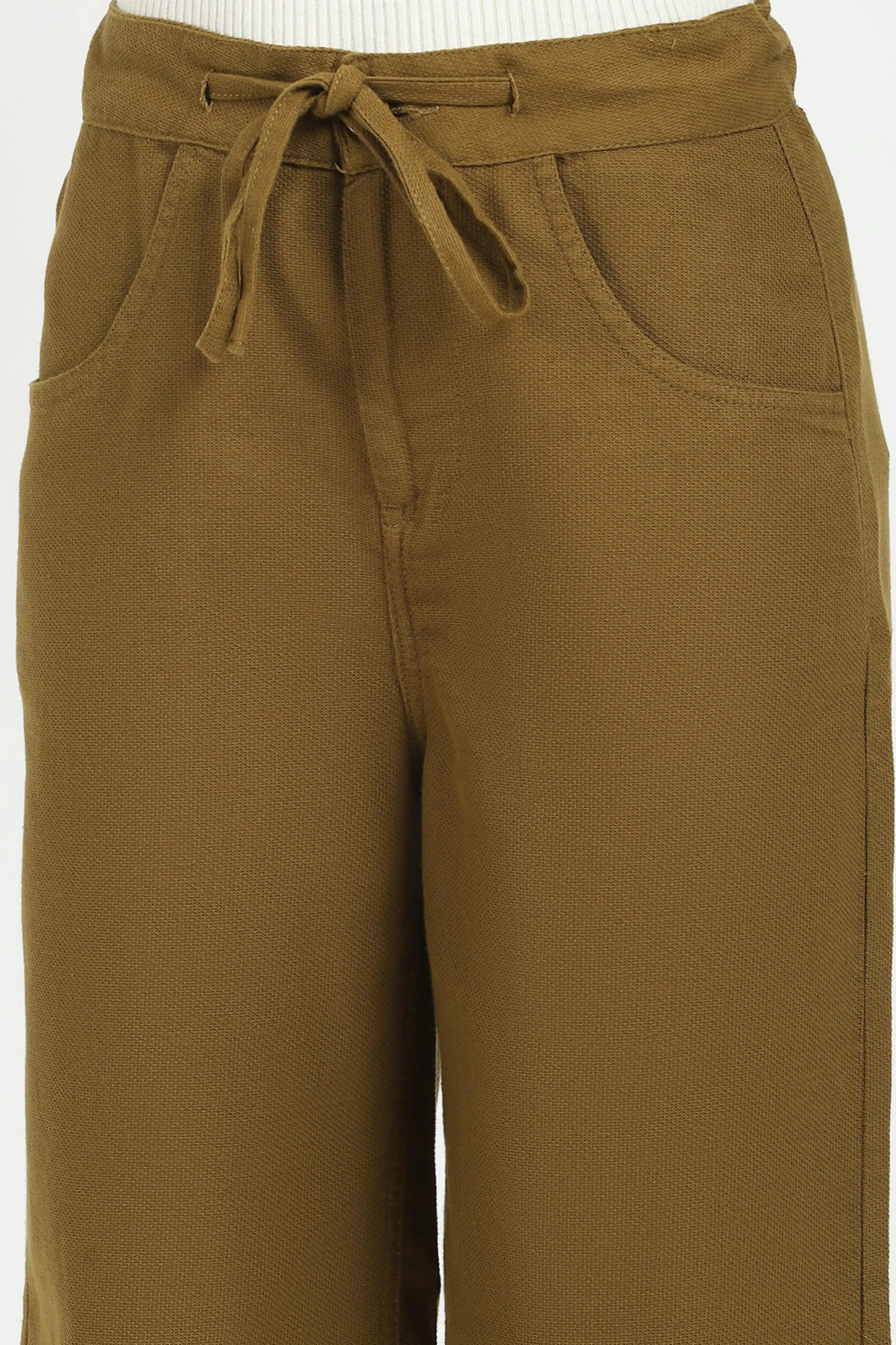 Olive Cotton Relaxed Fit Culottes