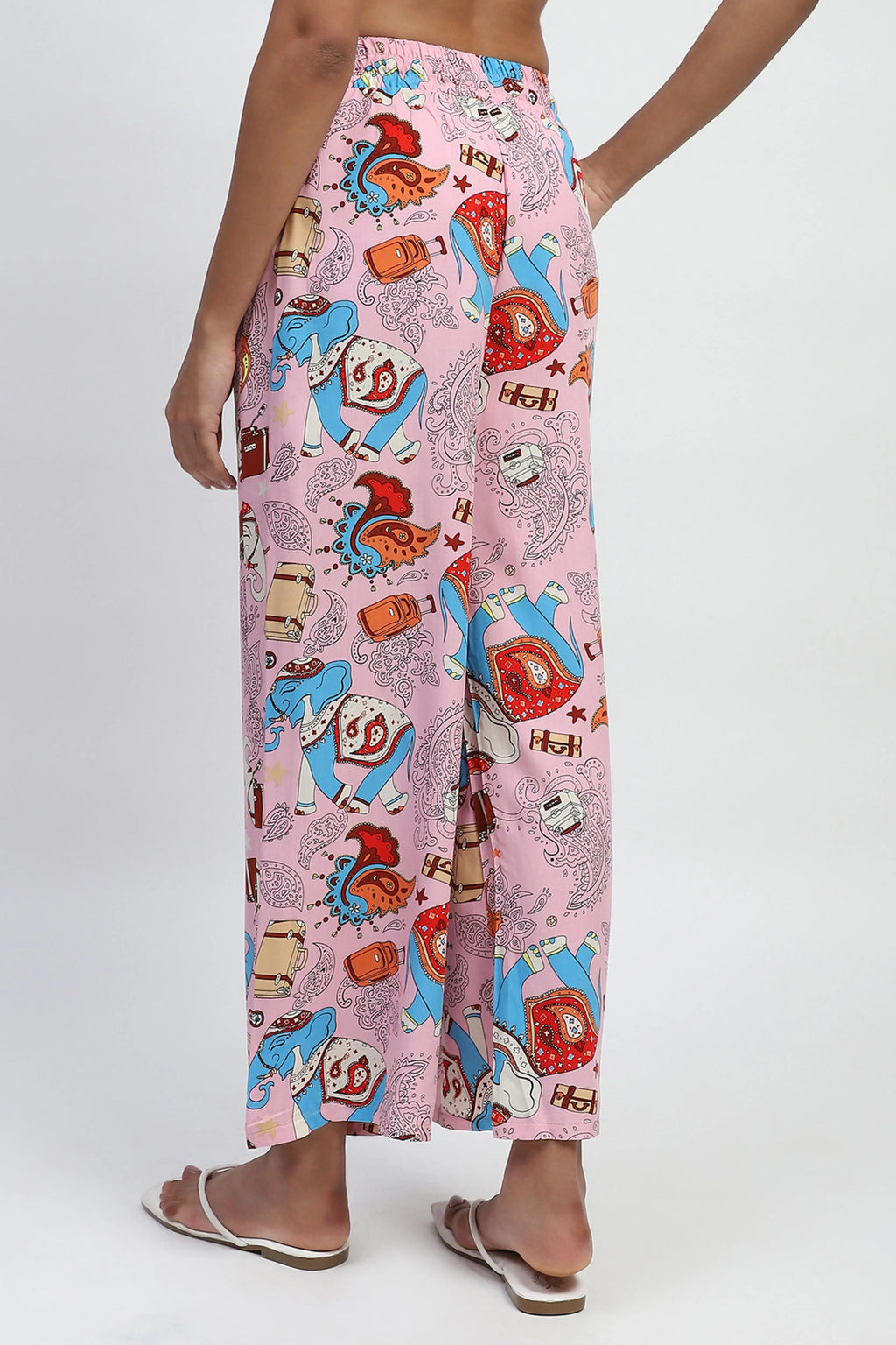 Pink Graphic Print Rayon Lower