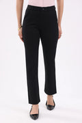 Black Straight Cotton Spandex Trousers