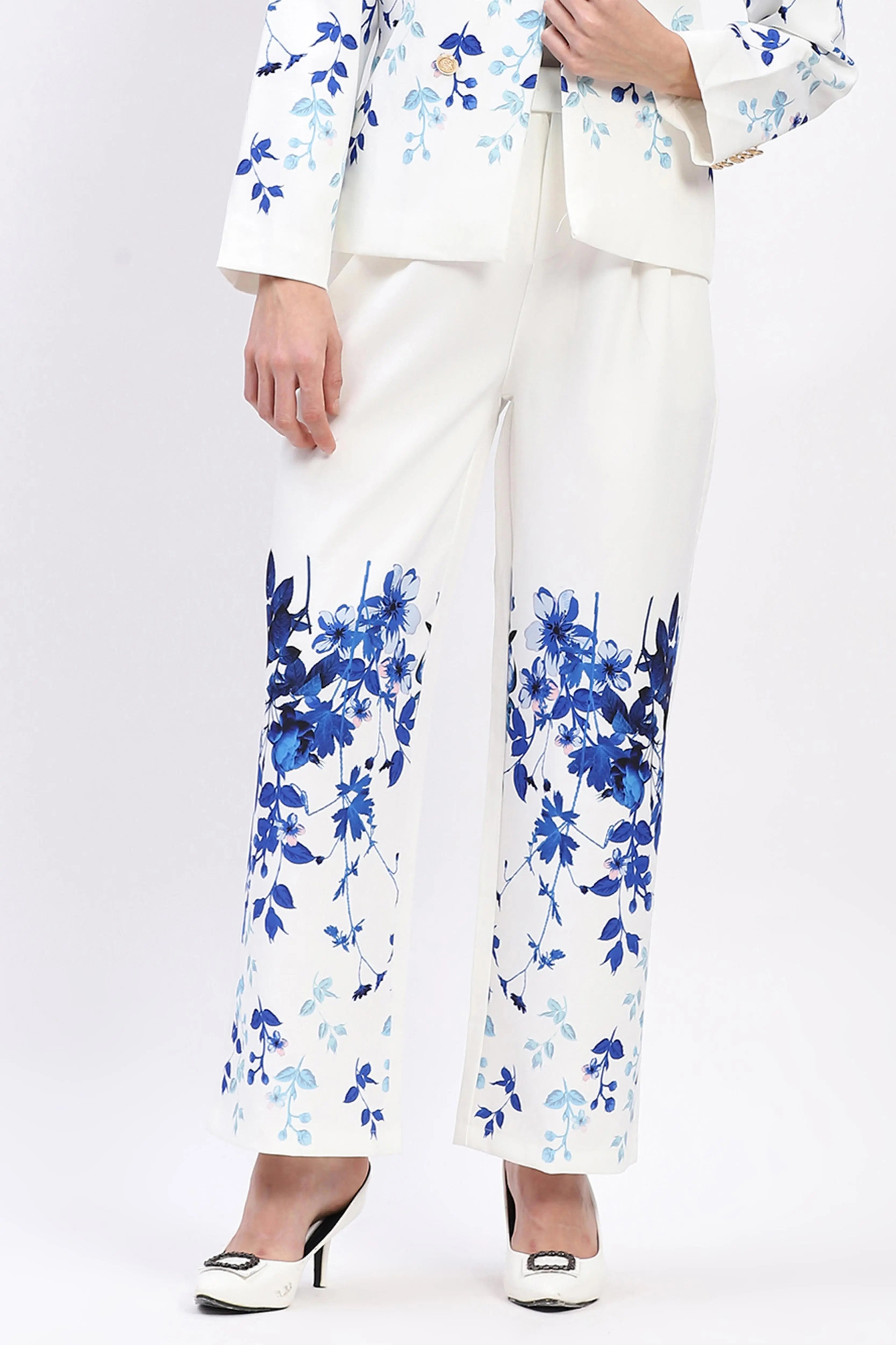 Elegant Floral Straight-Fit Trousers